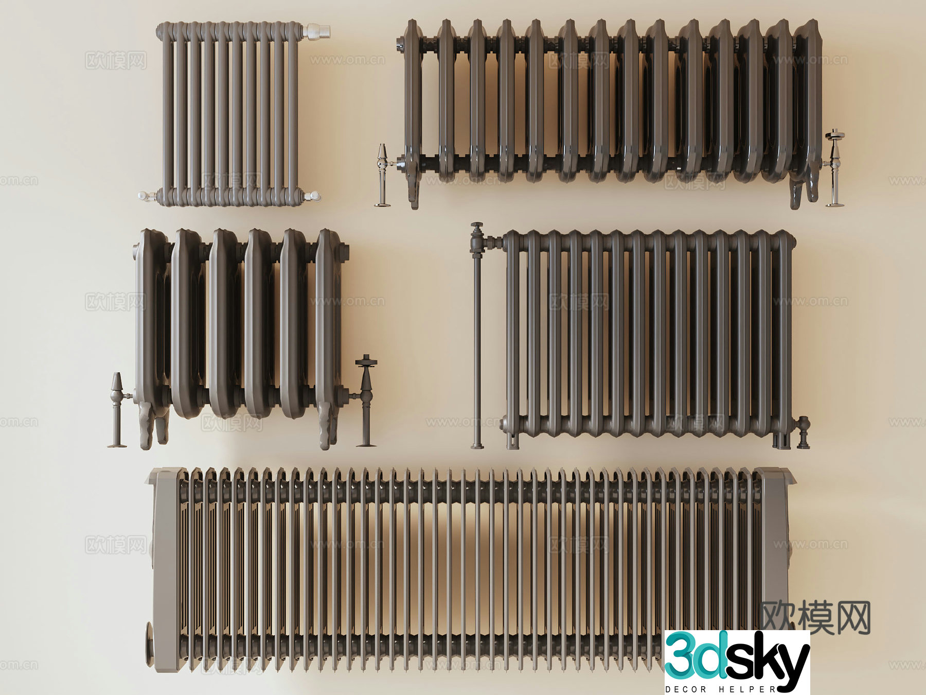Old radiator cast iron radiator 3d model