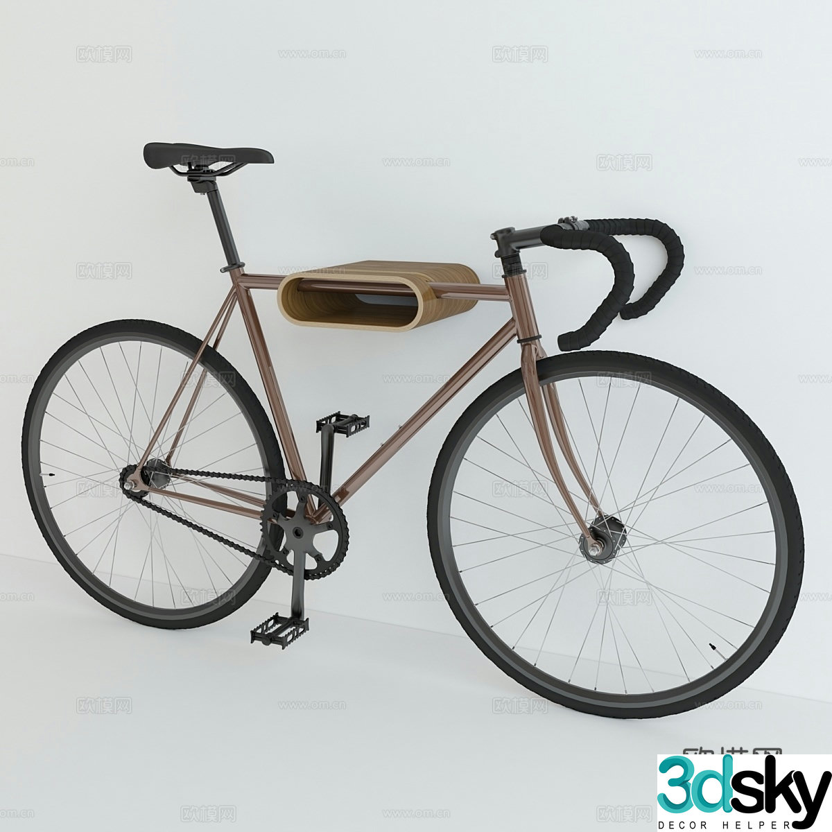 Fuji classic bicycle wall mount 3d model