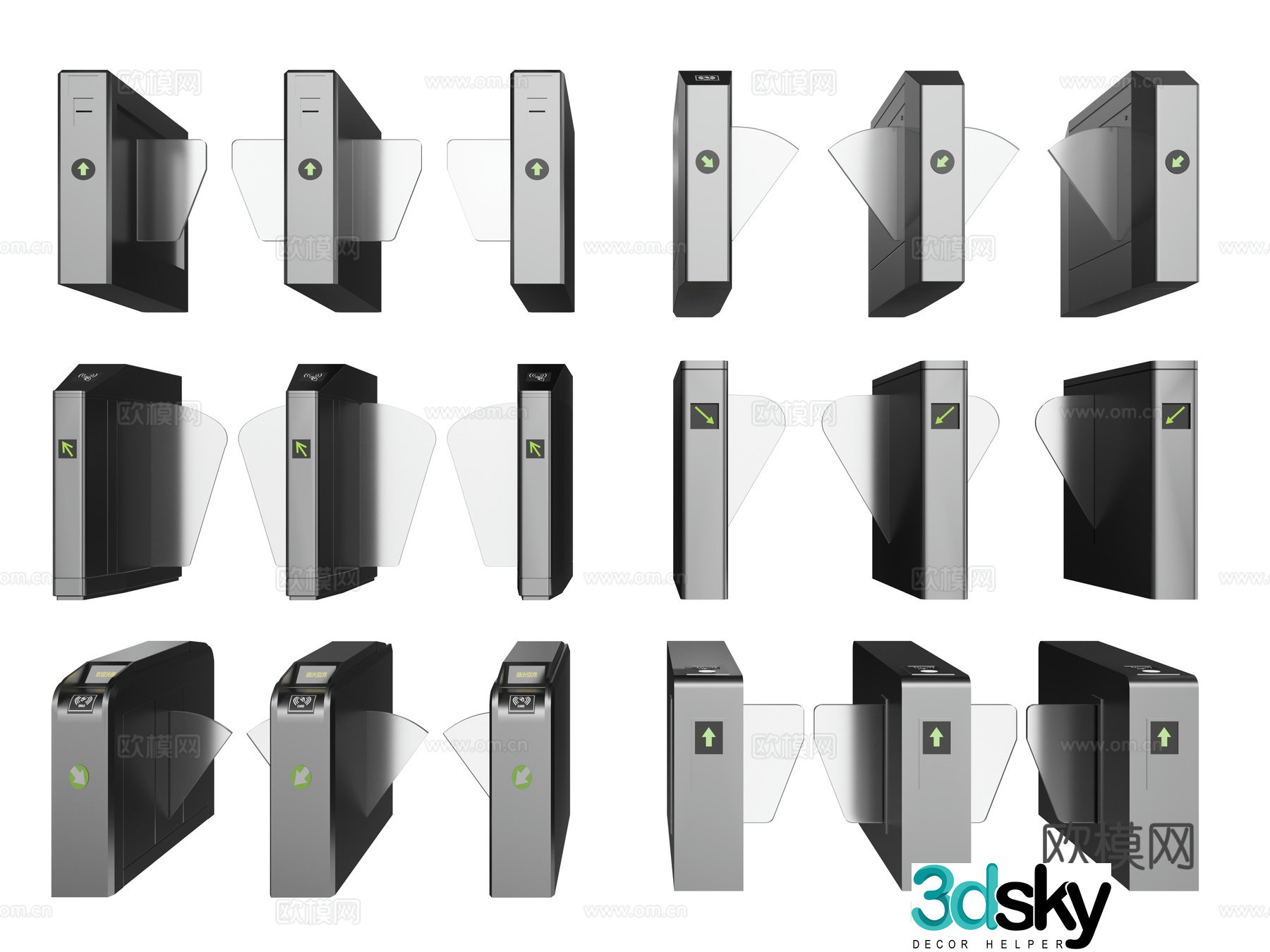 Modern security gate, access control, gate, sensor door, access control machine 3d model