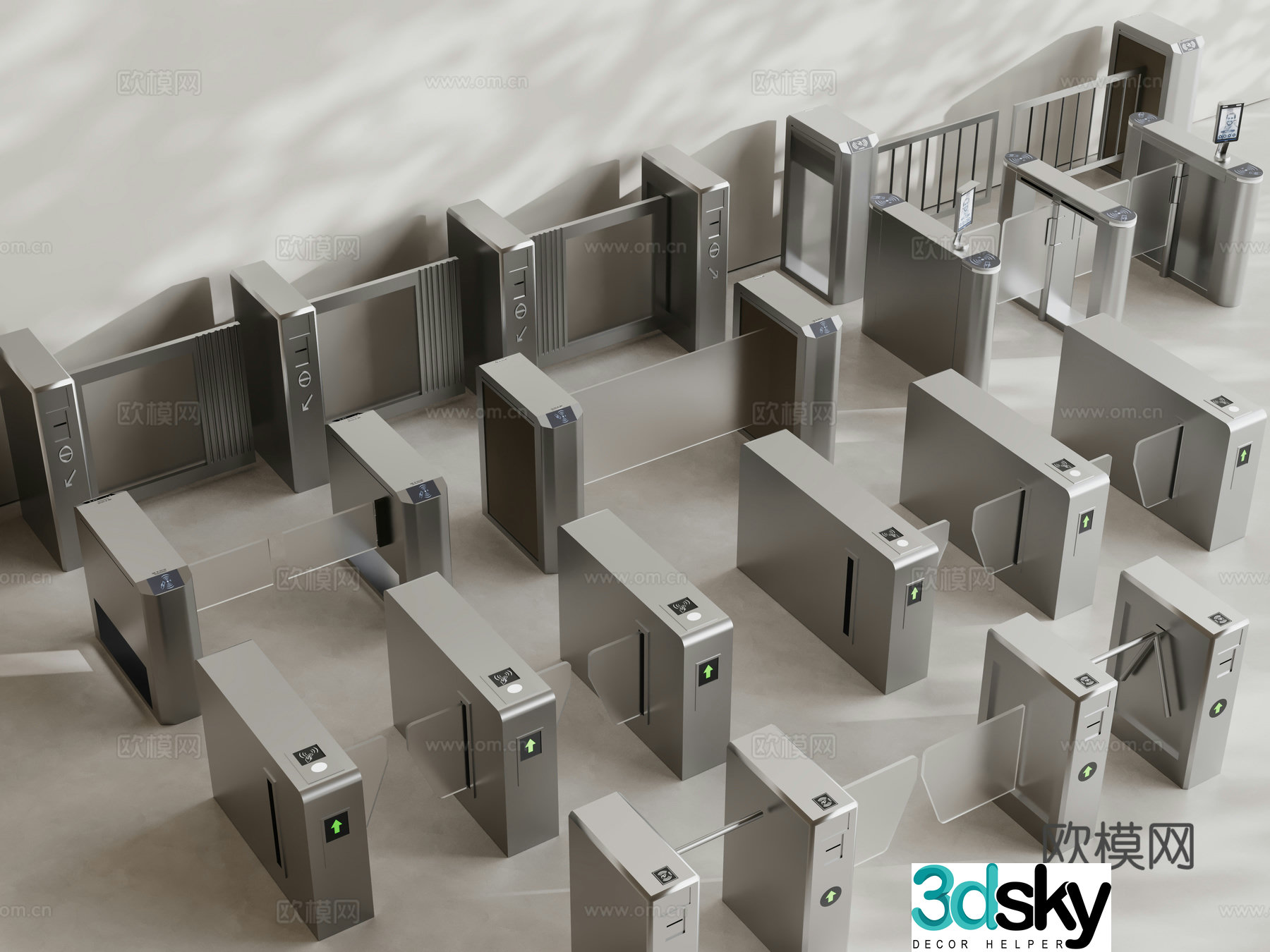 Modern security gate, access control, gate, sensor door, access control machine 3d model