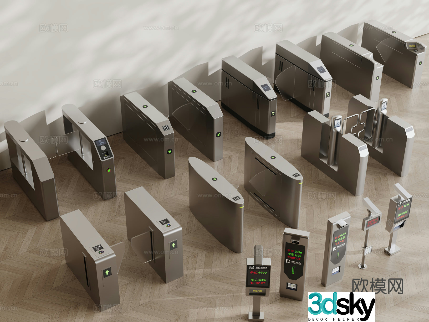 Modern security gate, access control, gate, sensor door, access control machine 3d model