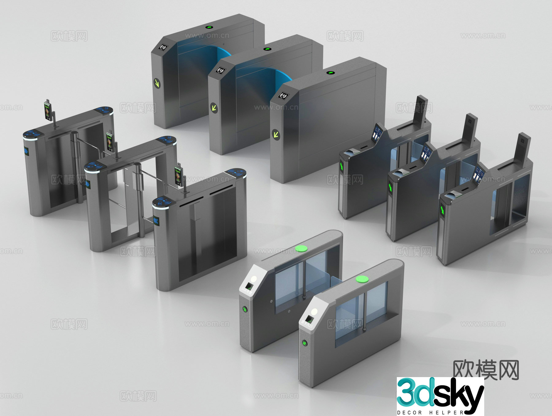 Modern public equipment, access control machine, gate, sensor door 3D model