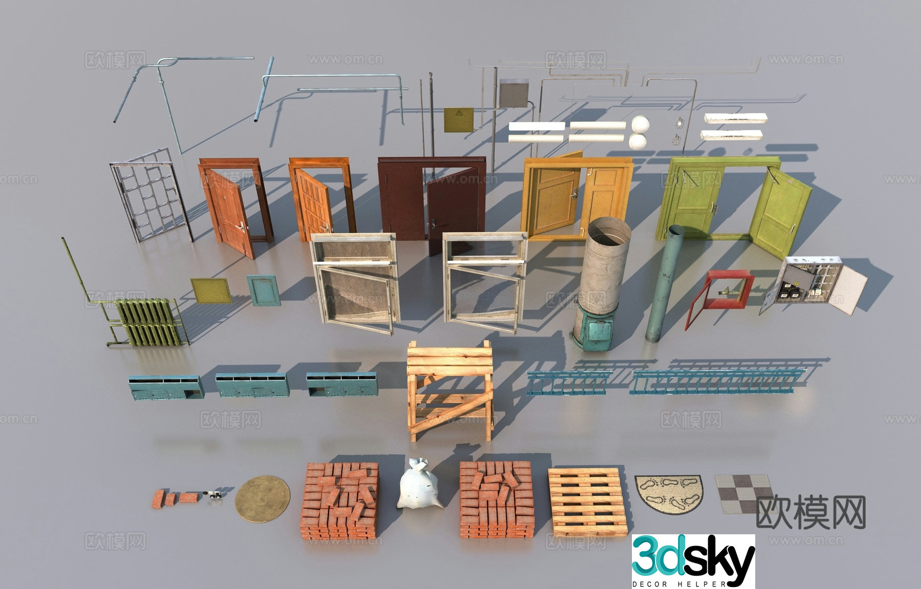 Retro building public facilities 3d model
