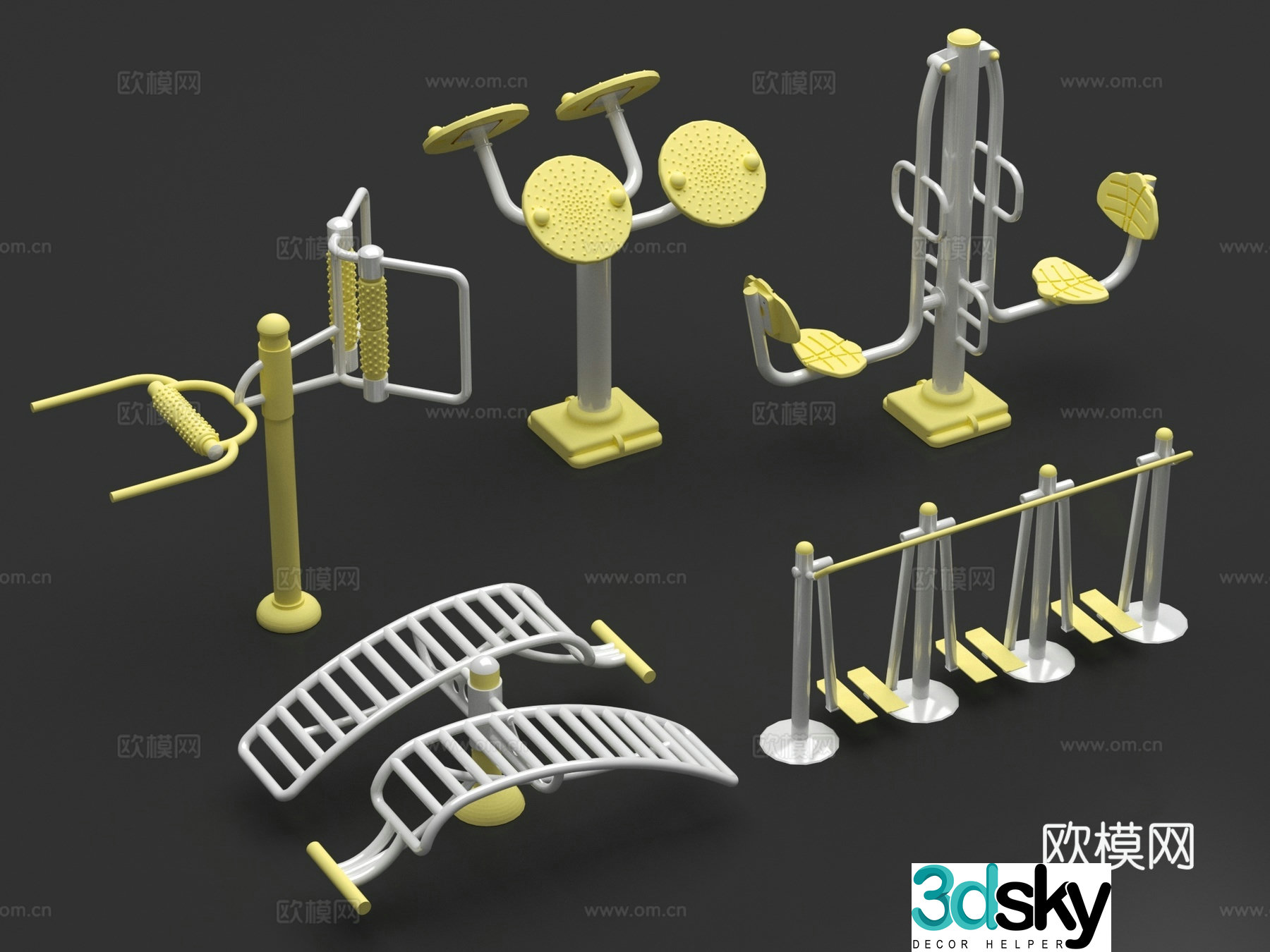 Fitness equipment park fitness equipment 3d model