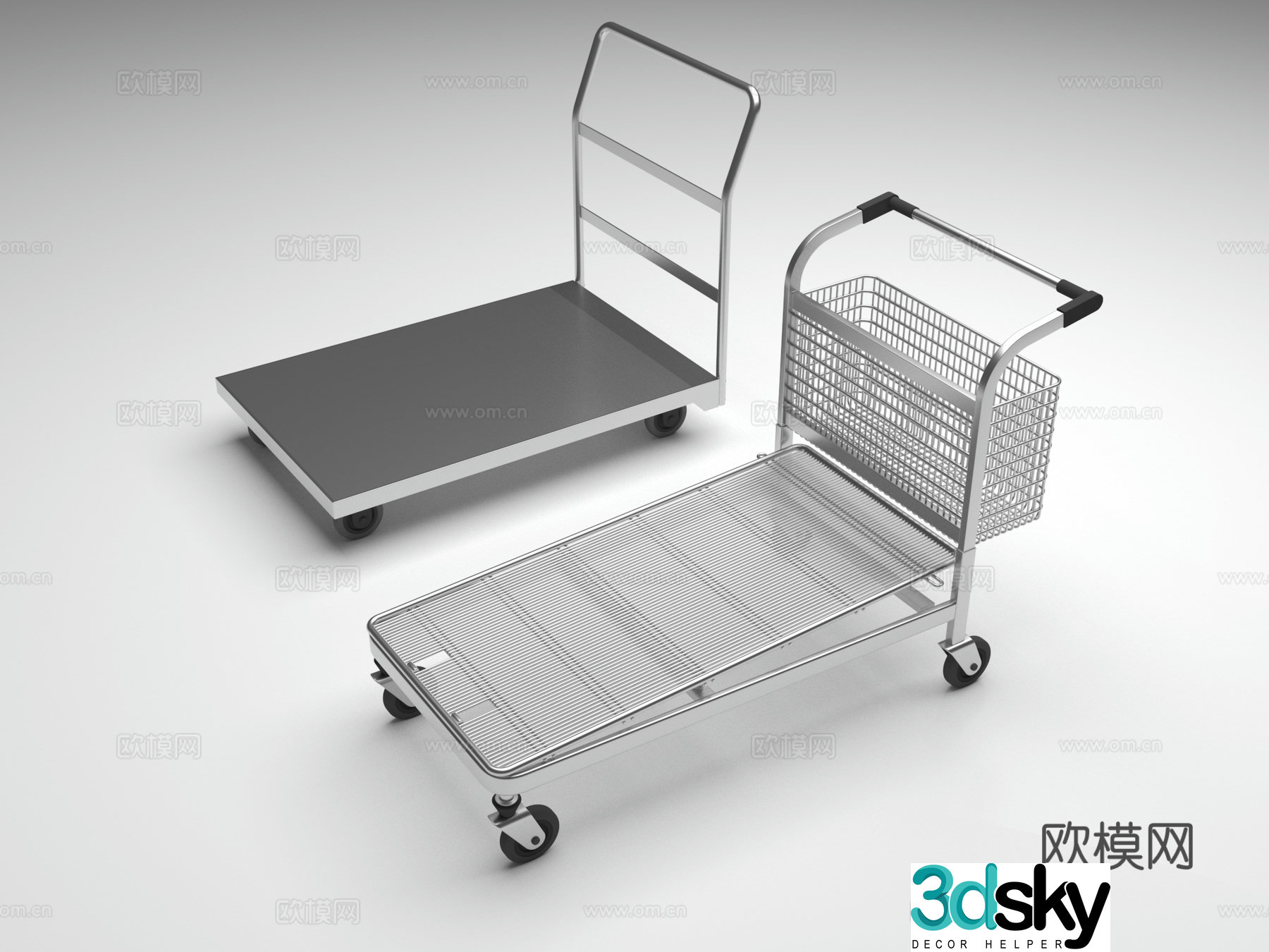 Loading and unloading trolley trolley supermarket trolley 3d model