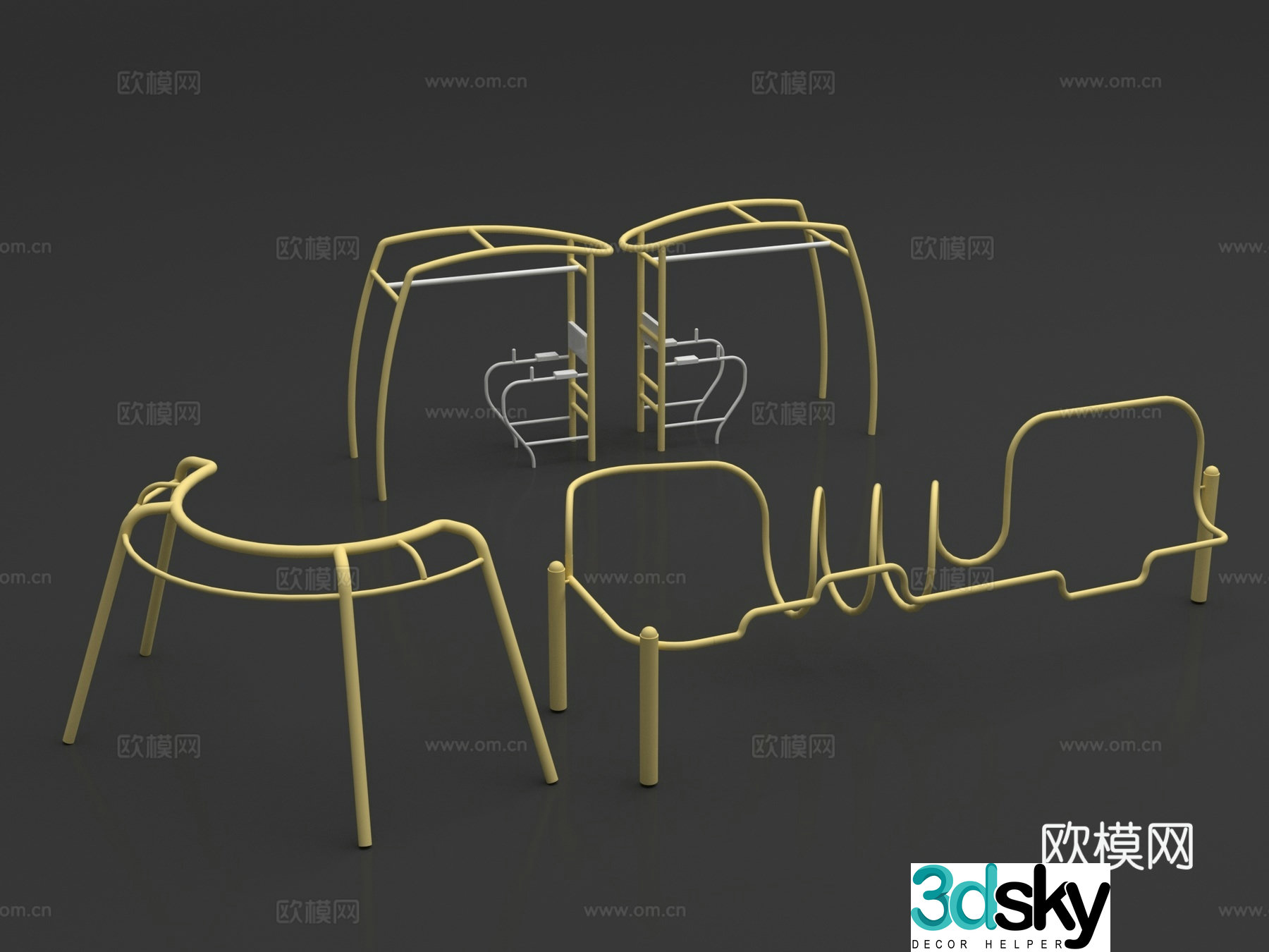 Fitness equipment park fitness equipment 3d model