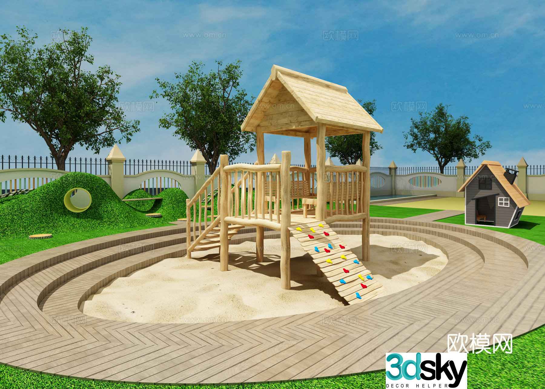 Children's sand pool cabin, kindergarten cabin, amusement park climbing hole 3D model