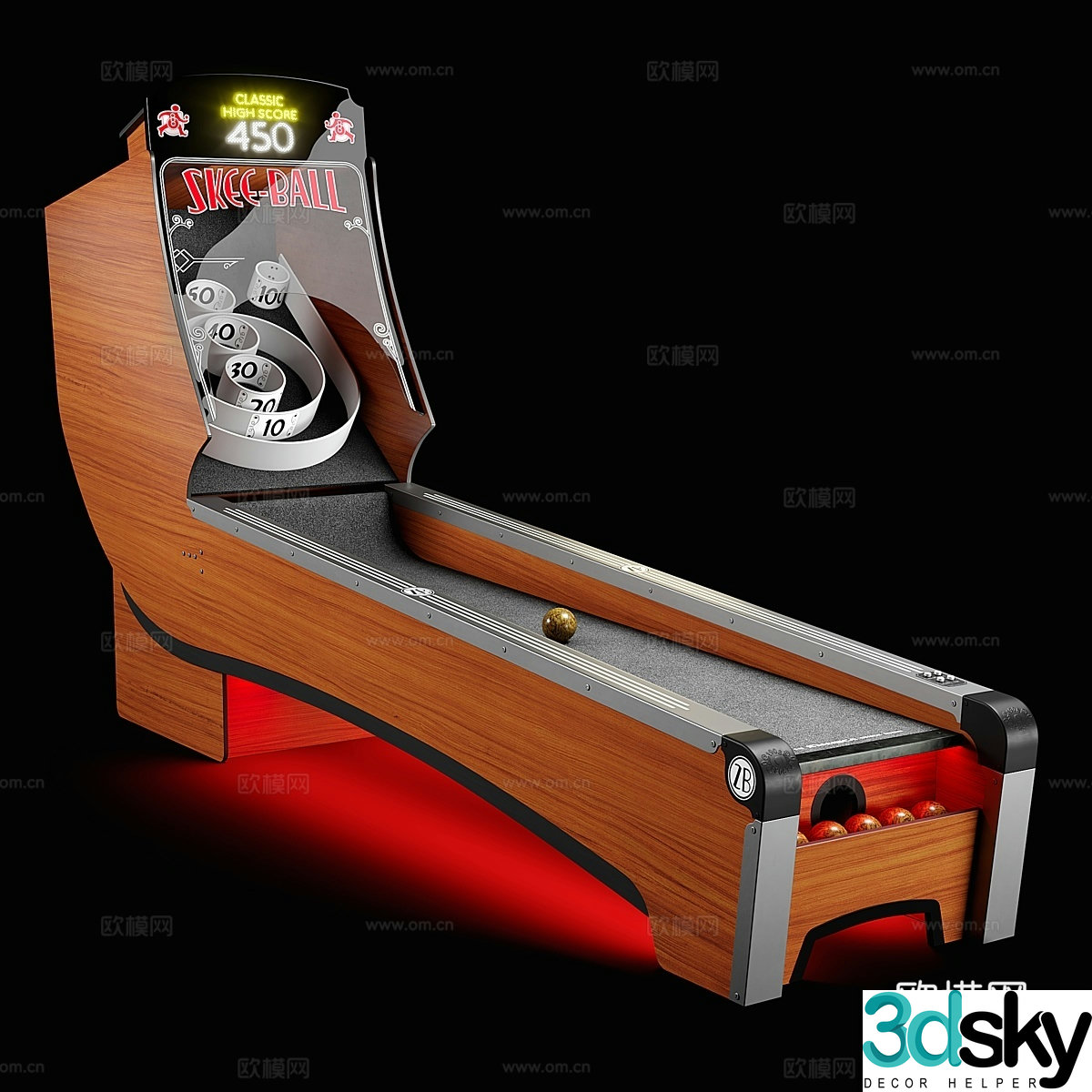 Skee-Ball home advanced pinball machine 3d model
