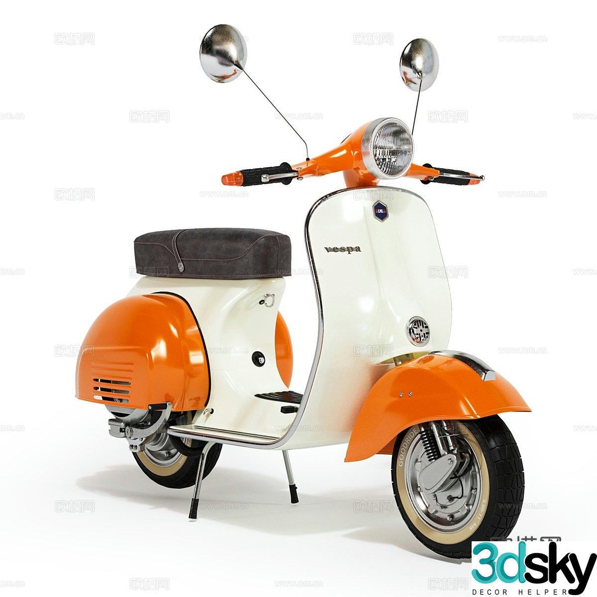 Vespa 4 retro motorcycle 3d model