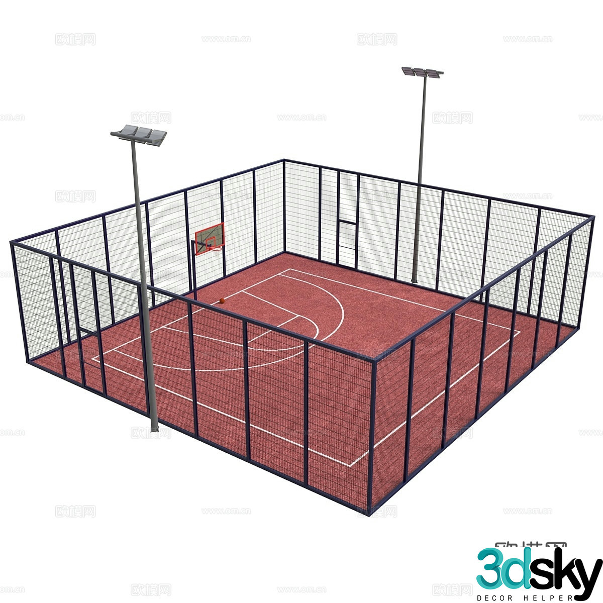 Street basketball court 3d model