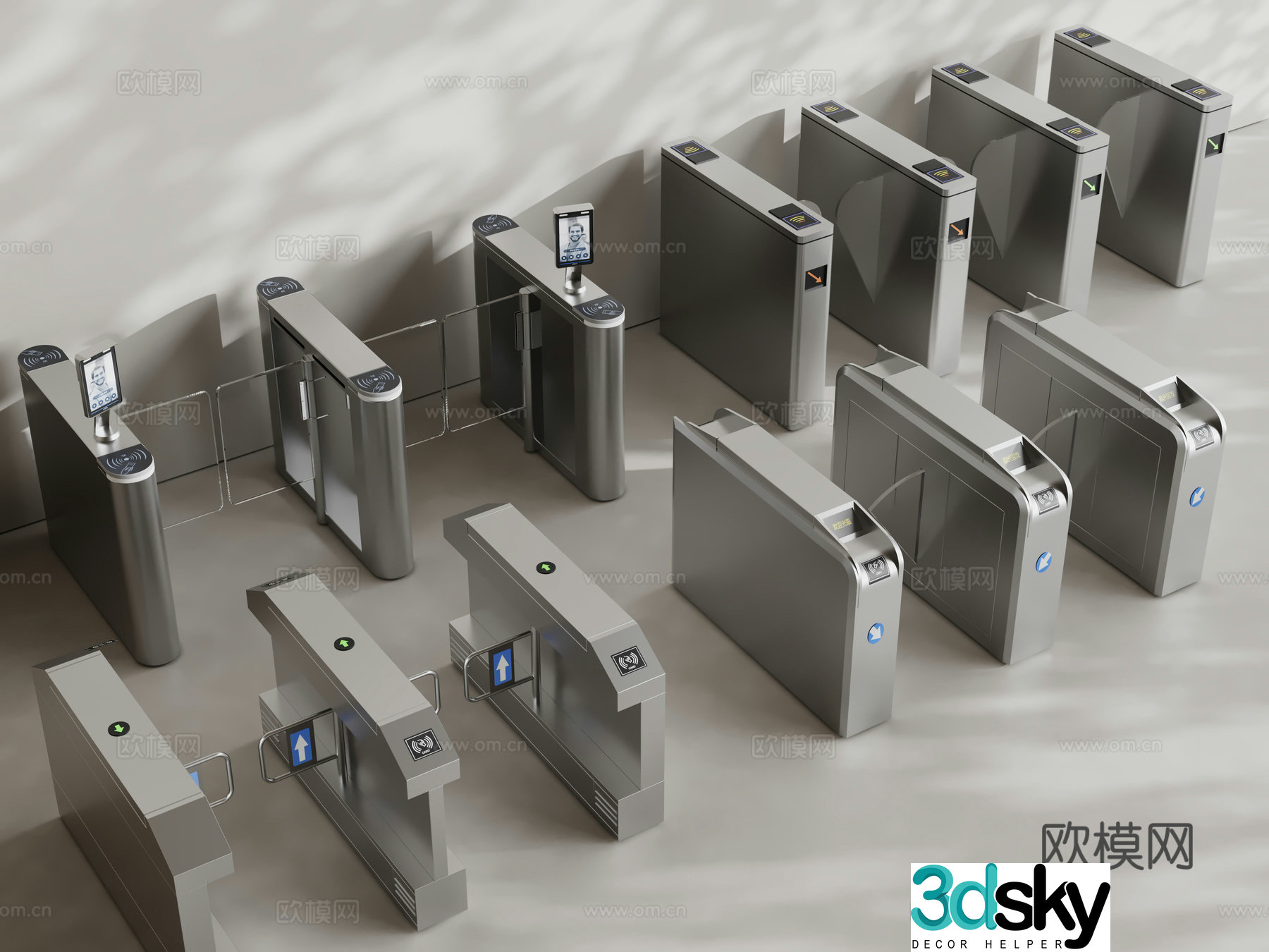 Modern security gate, access control, gate, sensor door, access control machine 3d model