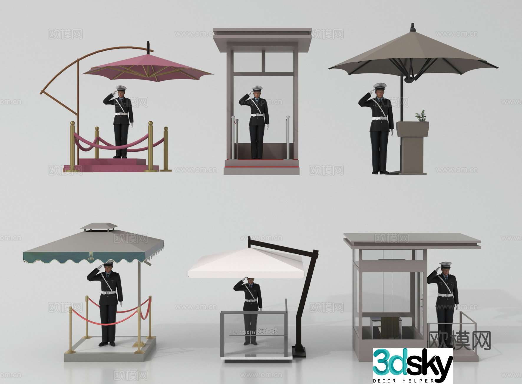 Modern security booth, guard box, guard room, pavilion 3d model