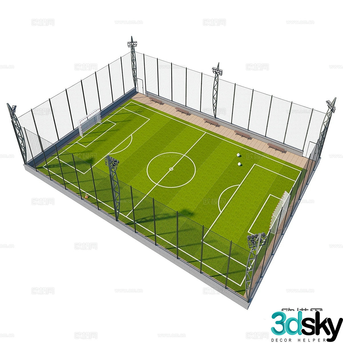 Football field, mini stadium 3d model