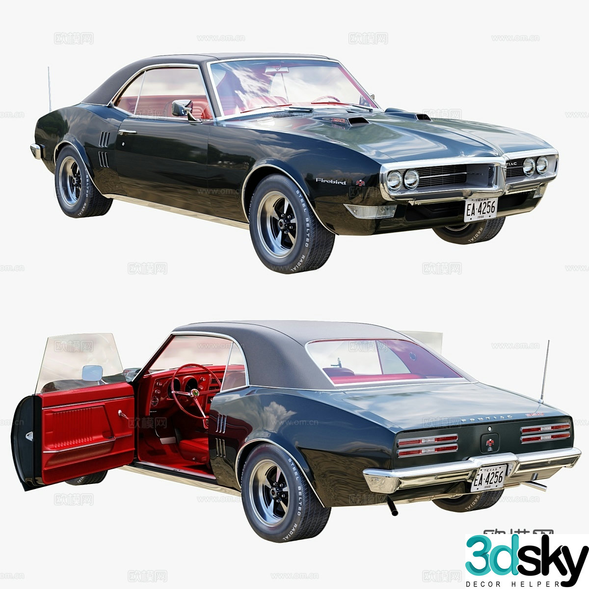 1968 Pontiac Firebird classic car 3d model