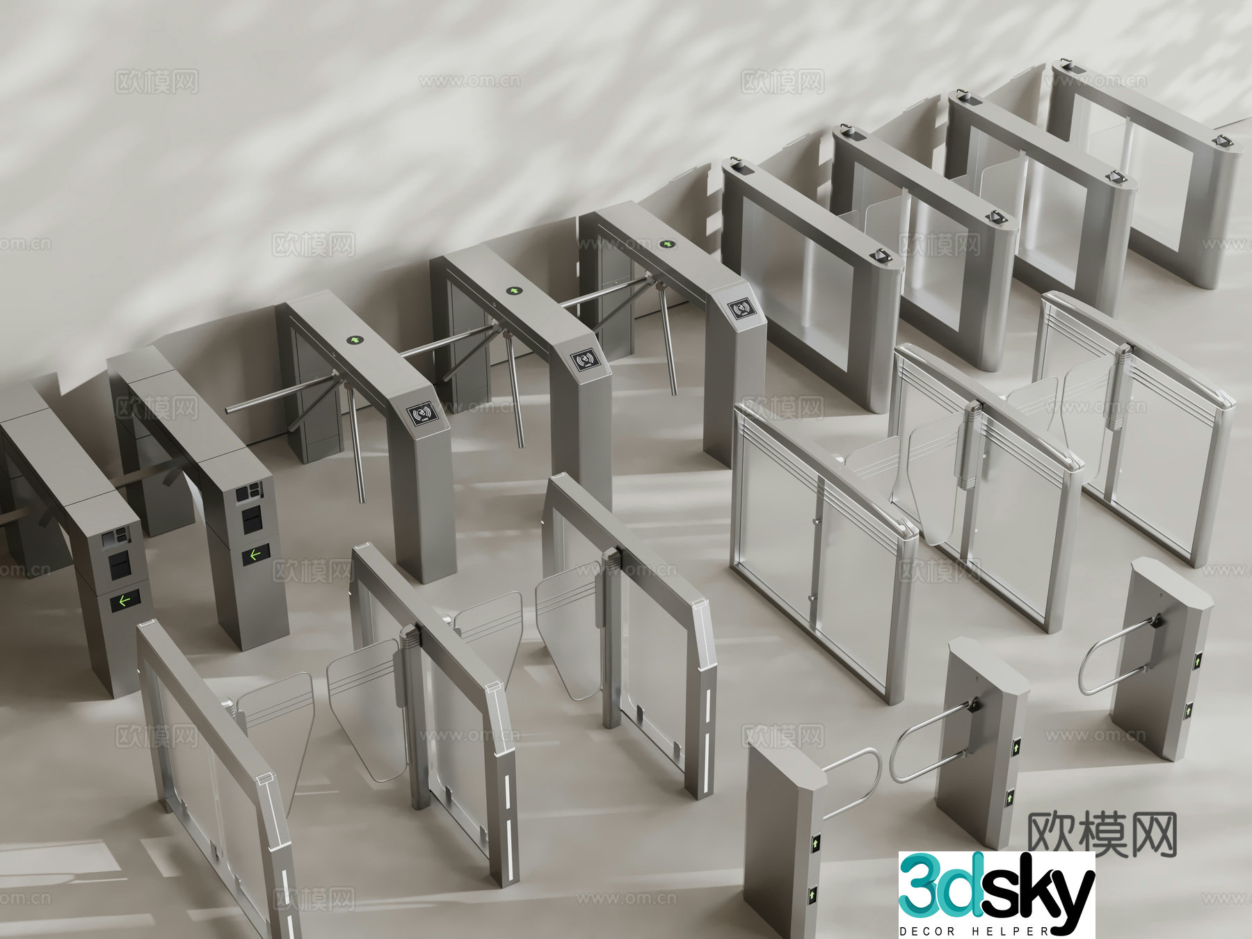 Modern security gate, access control, gate, sensor door, access control machine 3d model