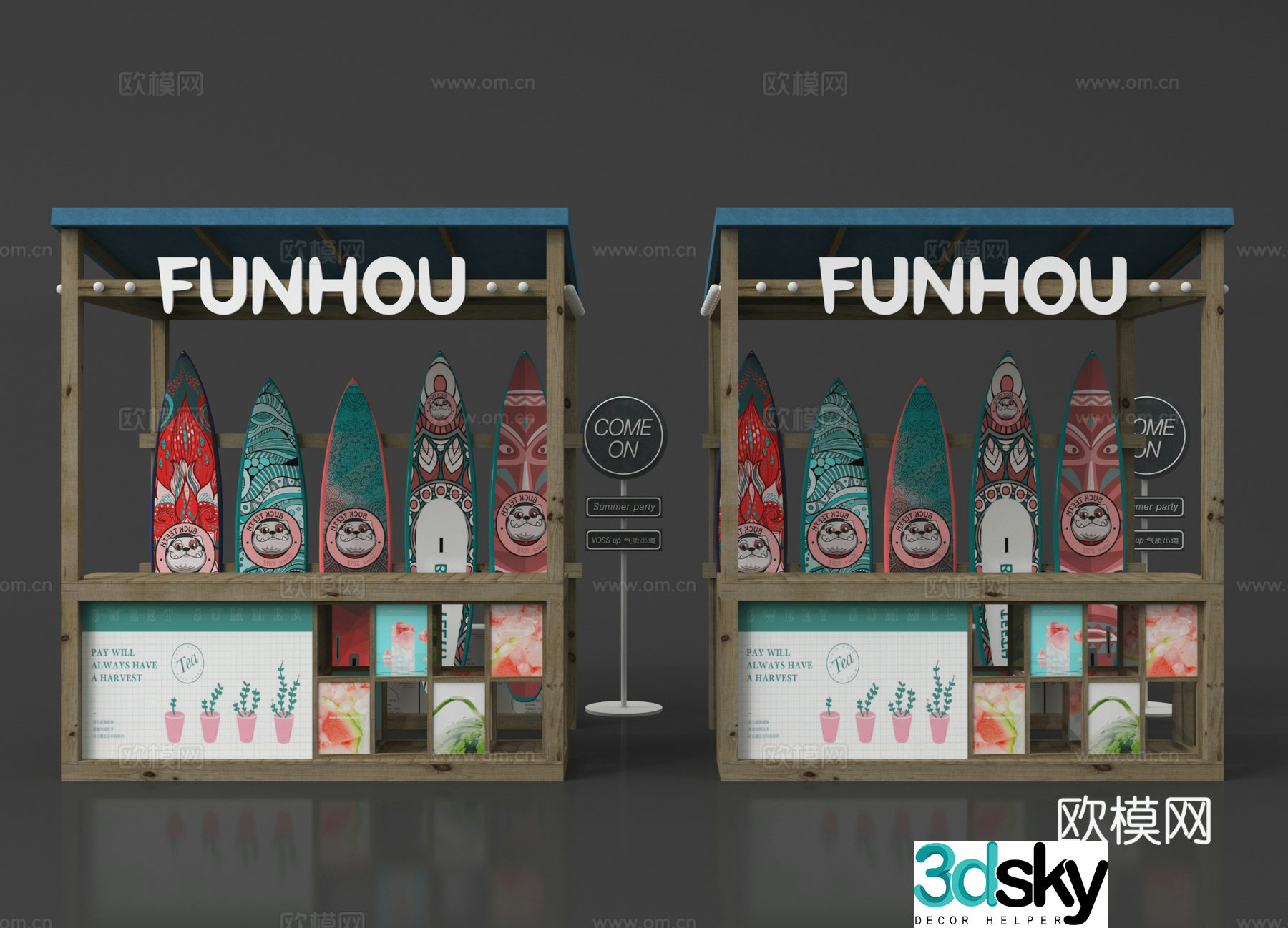 Modern internet celebrity stall kiosk 3d model