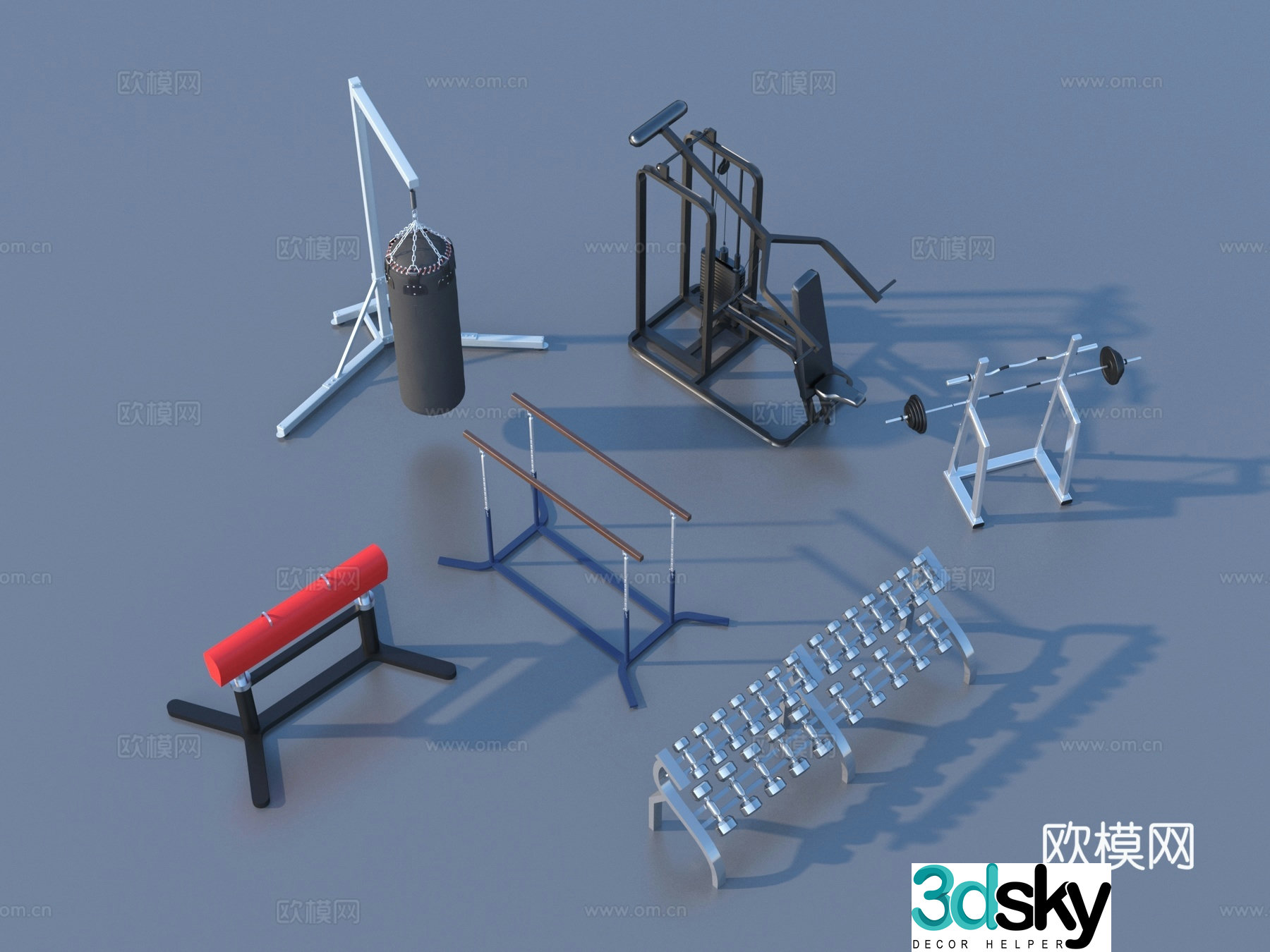 Fitness equipment sports equipment 3d model