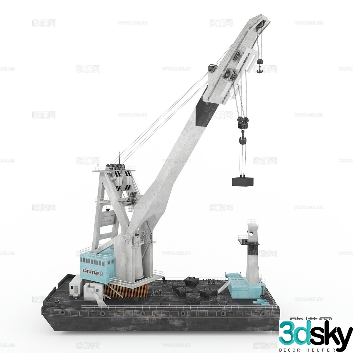 Floating crane Bogatyr 3d model