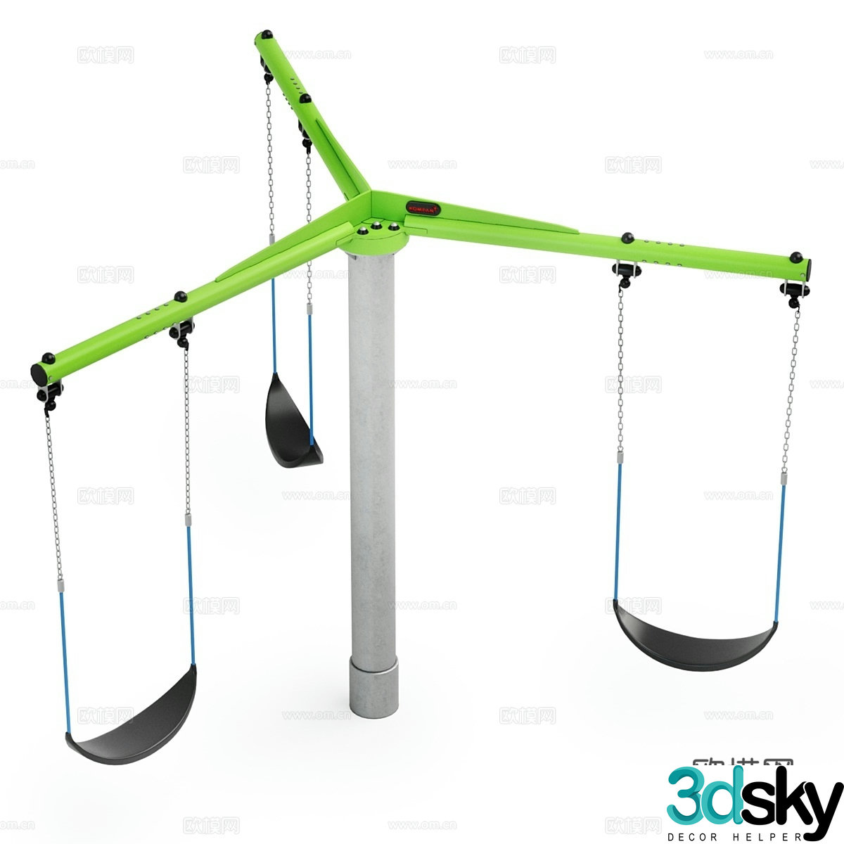 Three seat carousel Kompan PCM153 outdoor playground toy 3d model