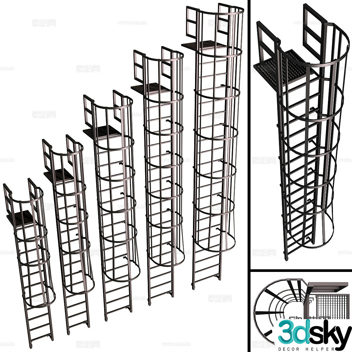 Fire escape safety component 3d model