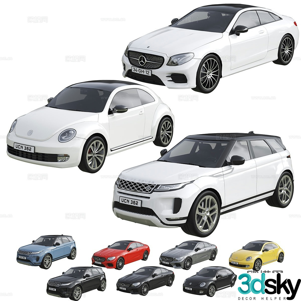 Low polygon car set 3d model