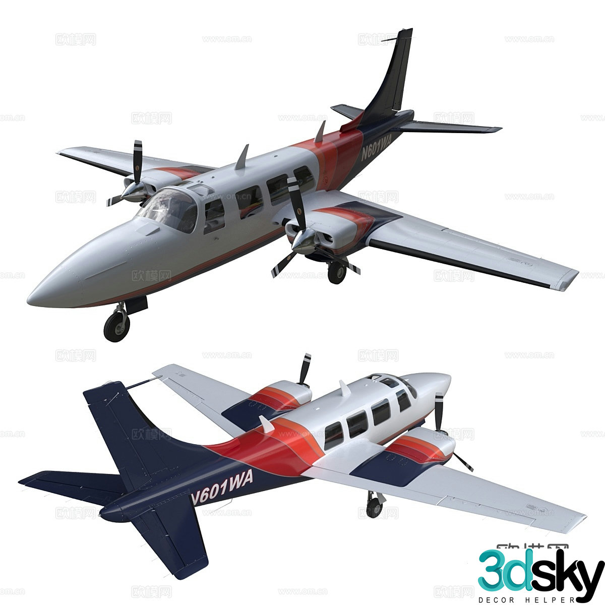 Piper Aerostar 700 aircraft fighter 3d model