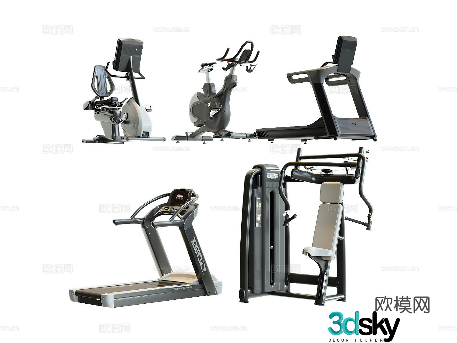 Modern fitness equipment 3d model