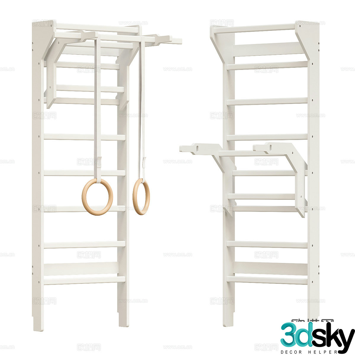 Fitness equipment wall bar body ring 3d model