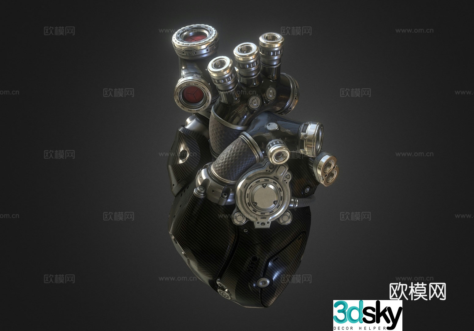 Technological heart, mechanical heart, medical device, electronic heart 3D model