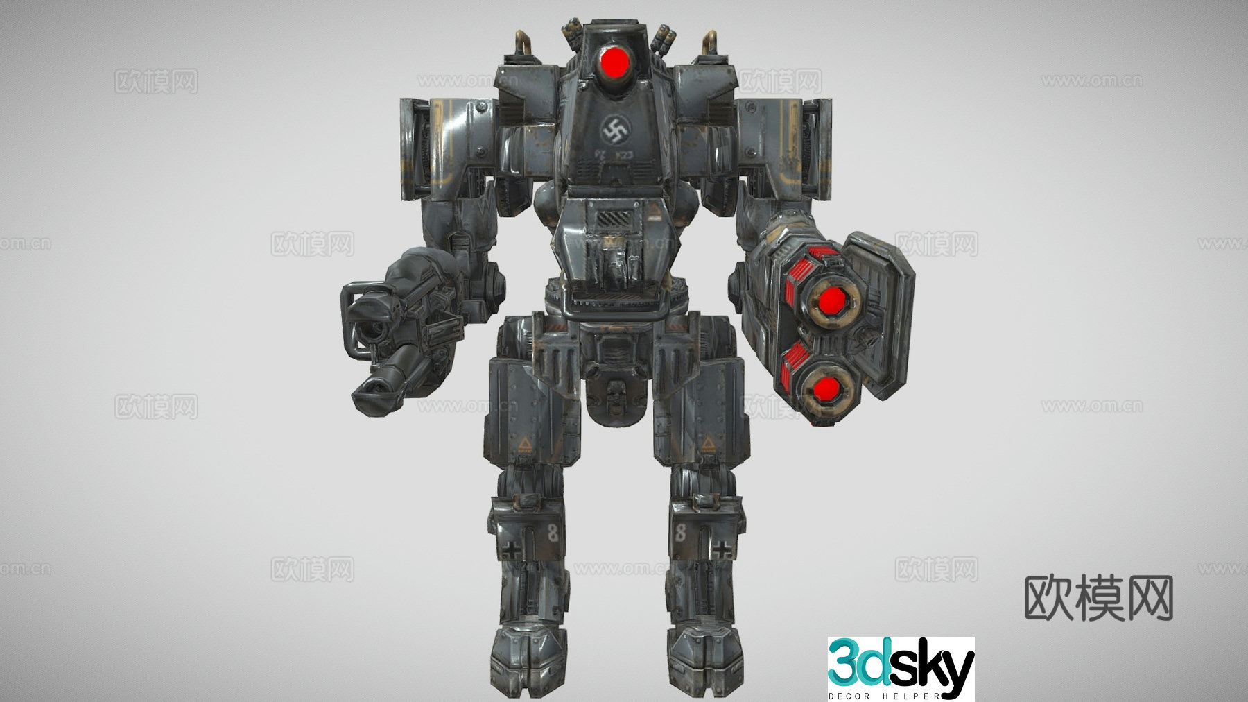 Technological battle robot mecha weapon battle armor 3d model