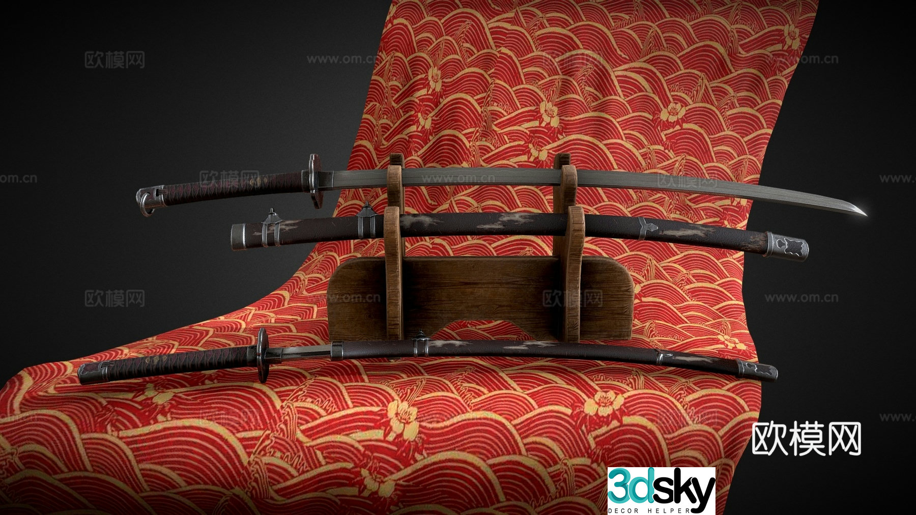 Chinese knife combination Japanese sword sword 3d model