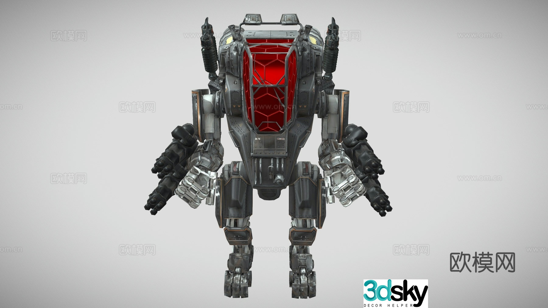 Technological battle robot mecha weapon battle armor 3d model