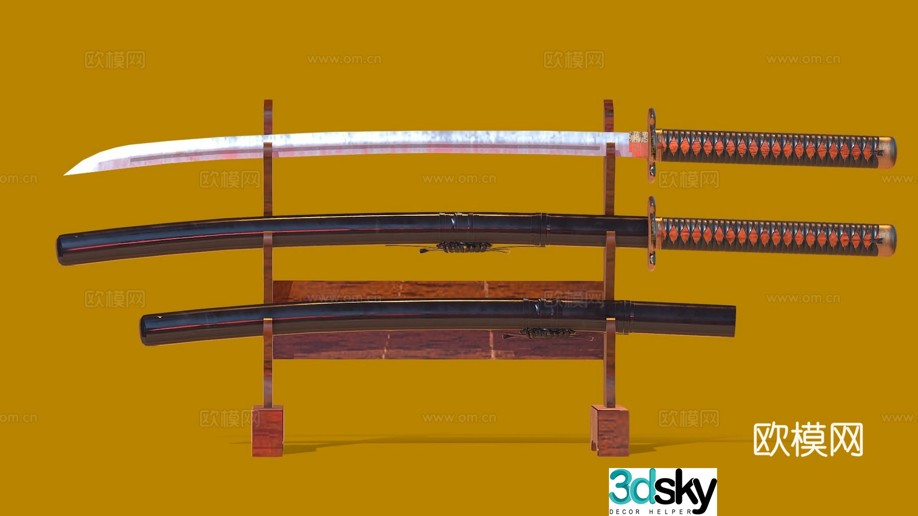 Chinese knife combination Japanese sword sword 3d model