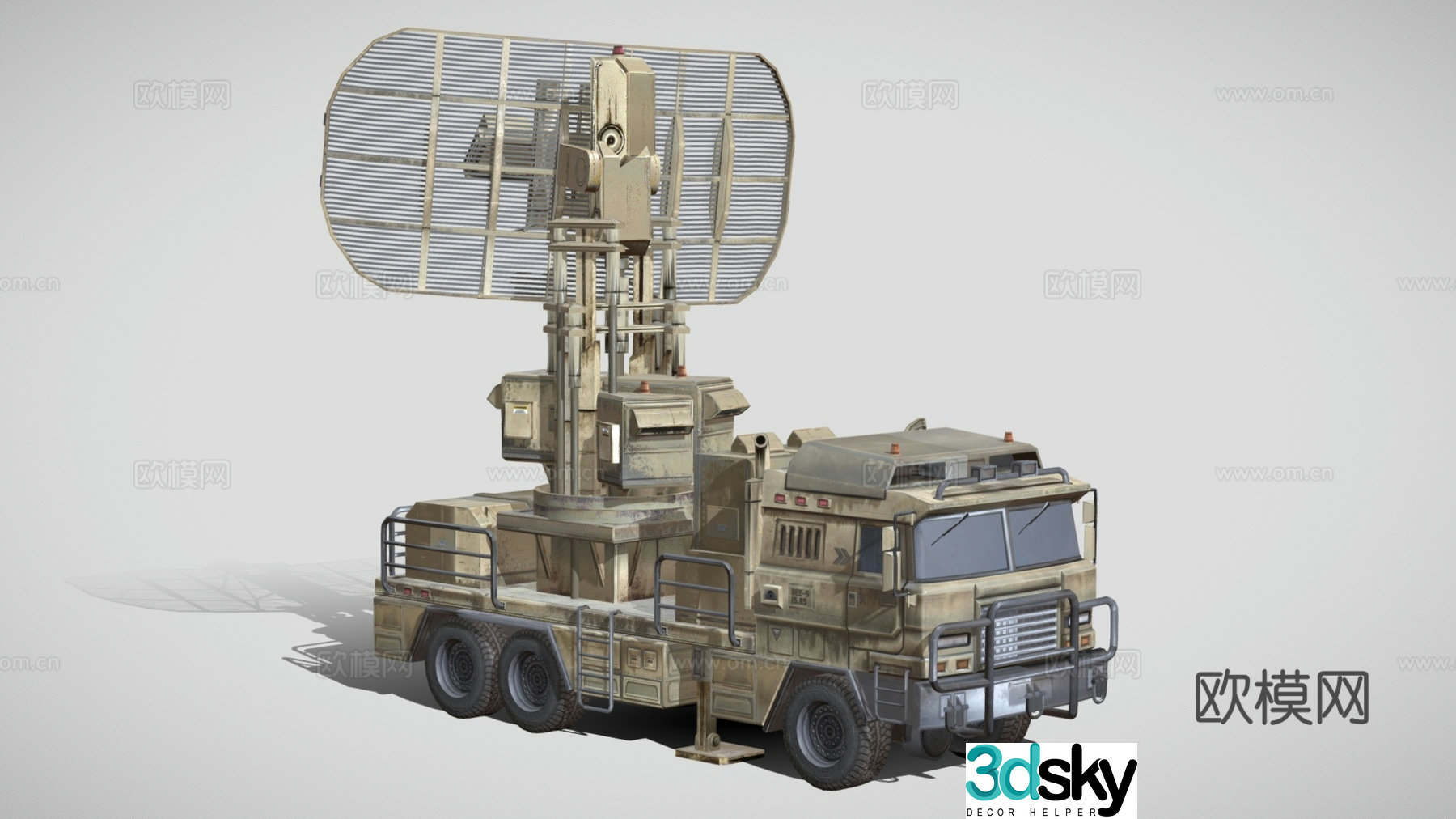 Modern military weapons ground to air radar vehicle radar ground radar 3d model