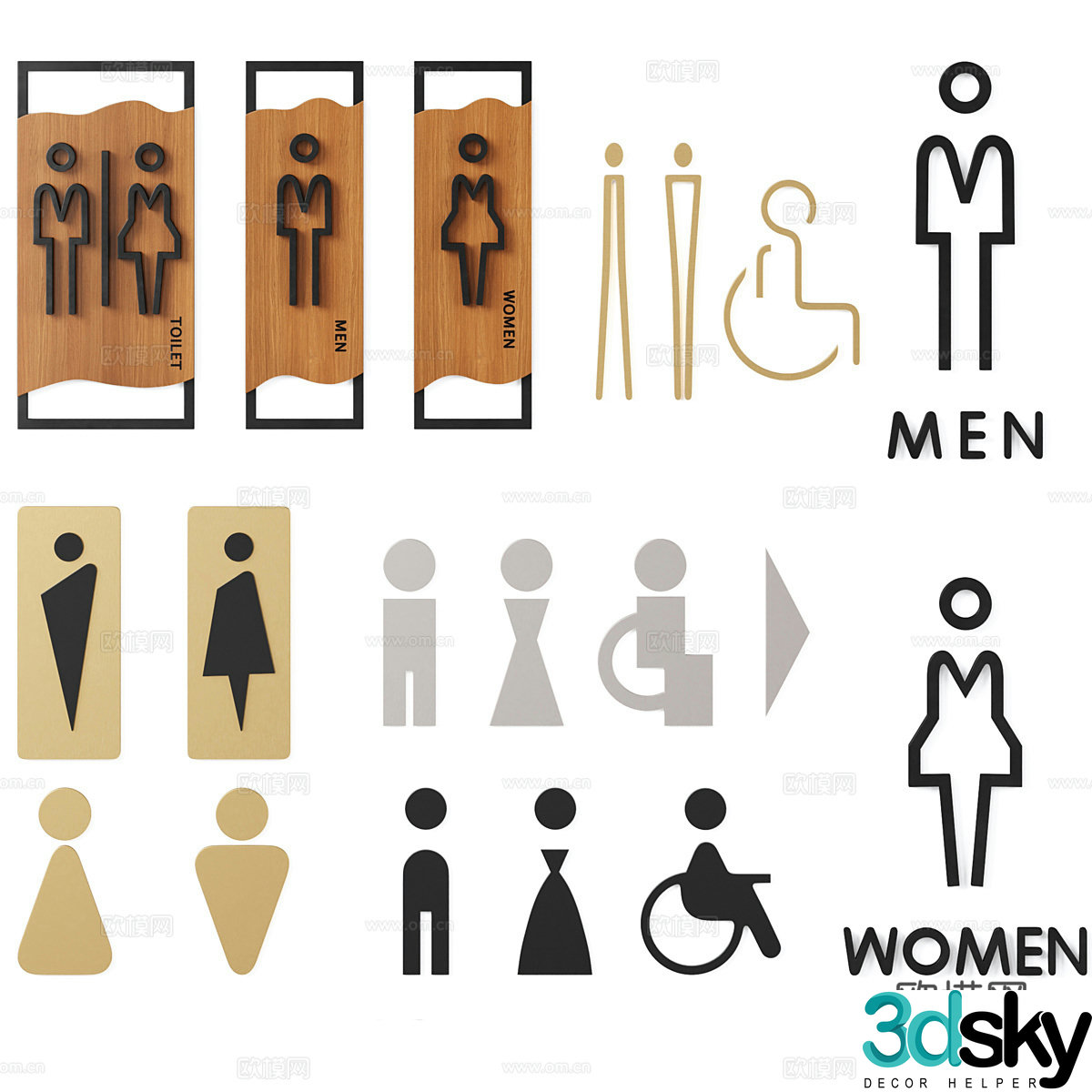 Public toilet sign 3d model