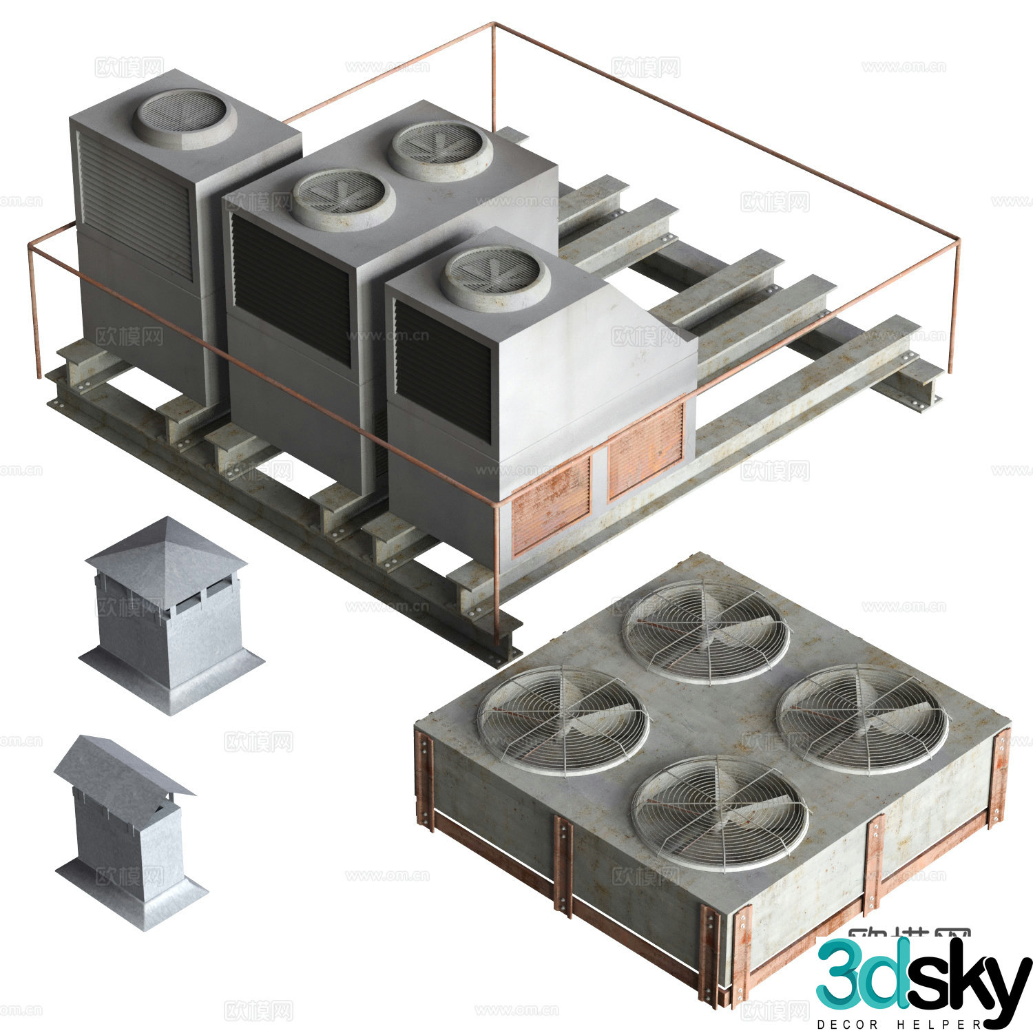 Rooftop construction equipment air conditioning exhaust smoke exhaust equipment 3d model