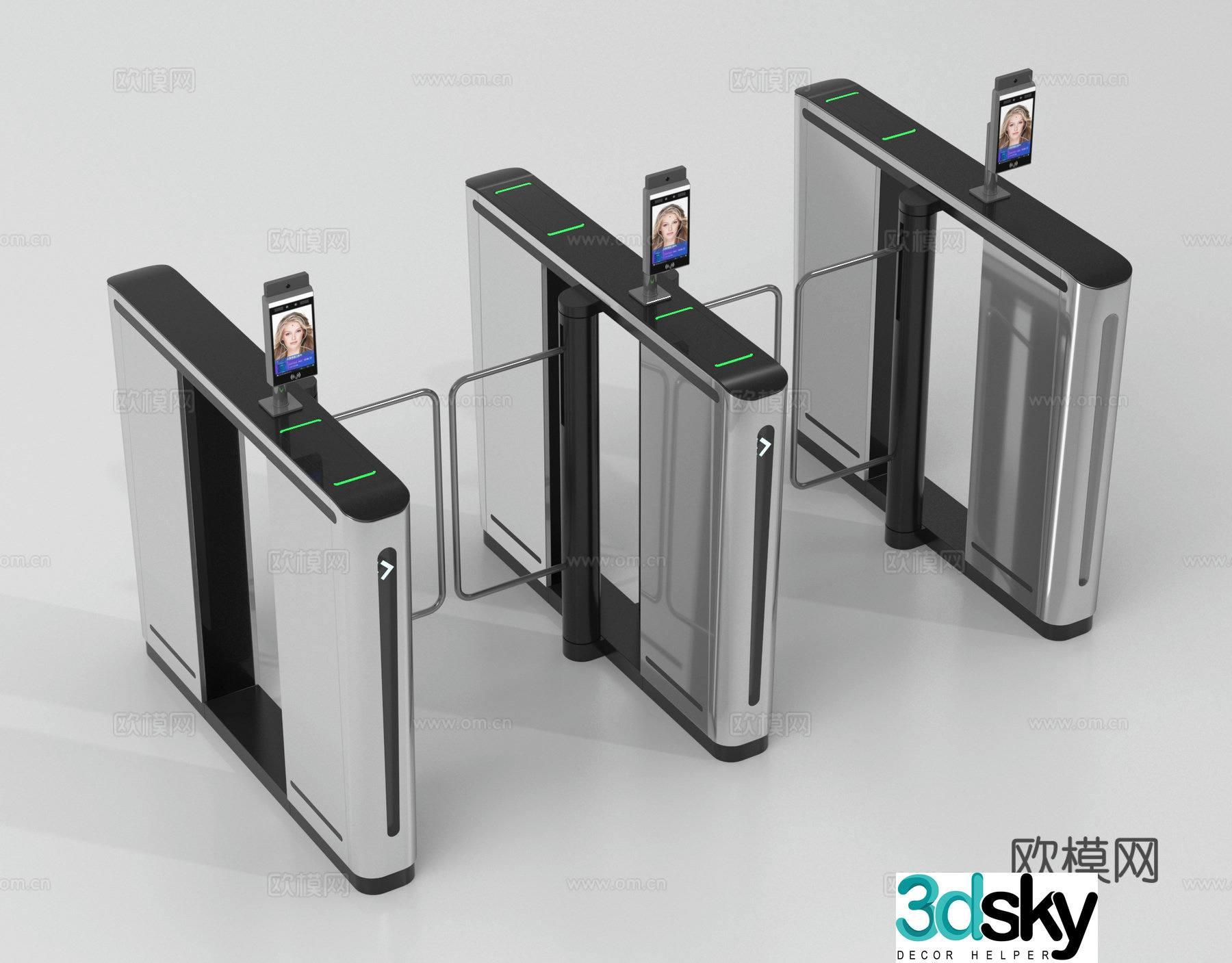 Modern access control, gate, access control machine, gate, sensor door 3d model