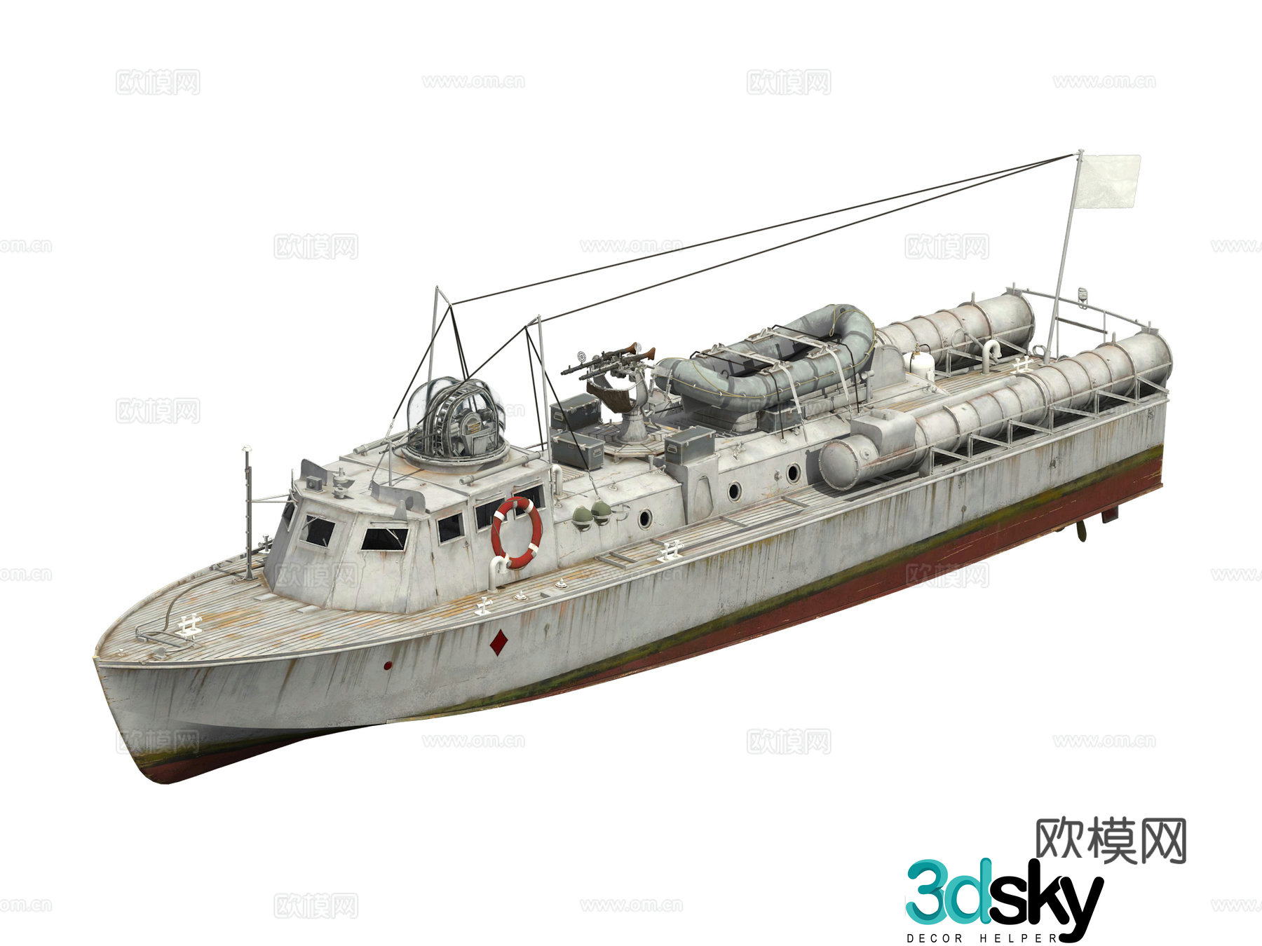 Military ship torpedo boat KM-5 special warfare boat 3d model