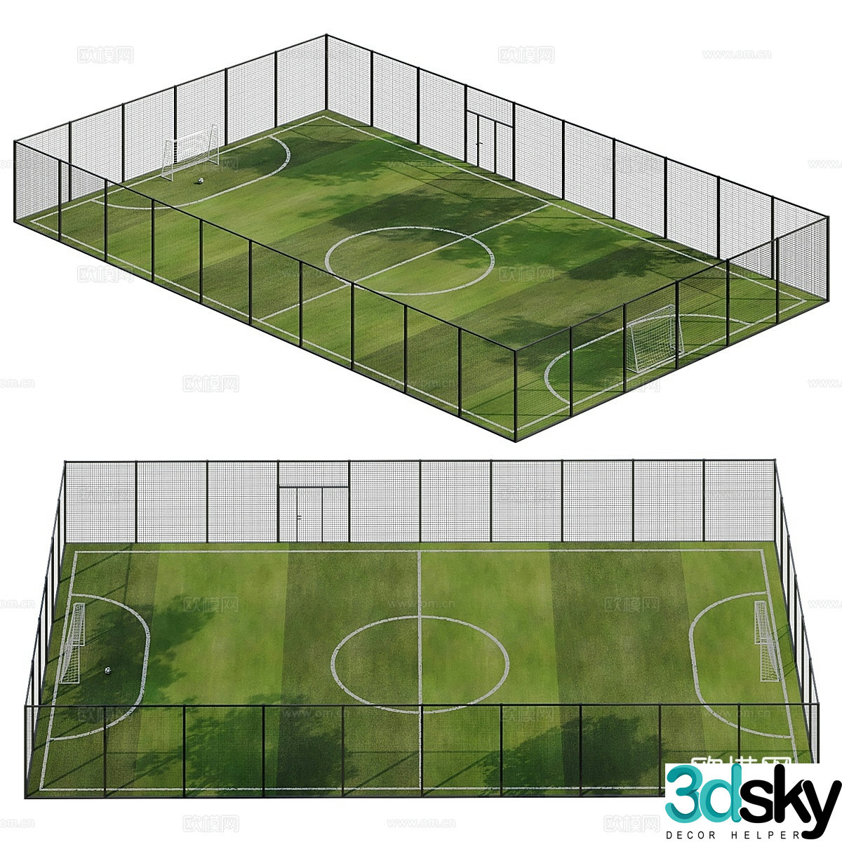 Low polygon football field box 3d model