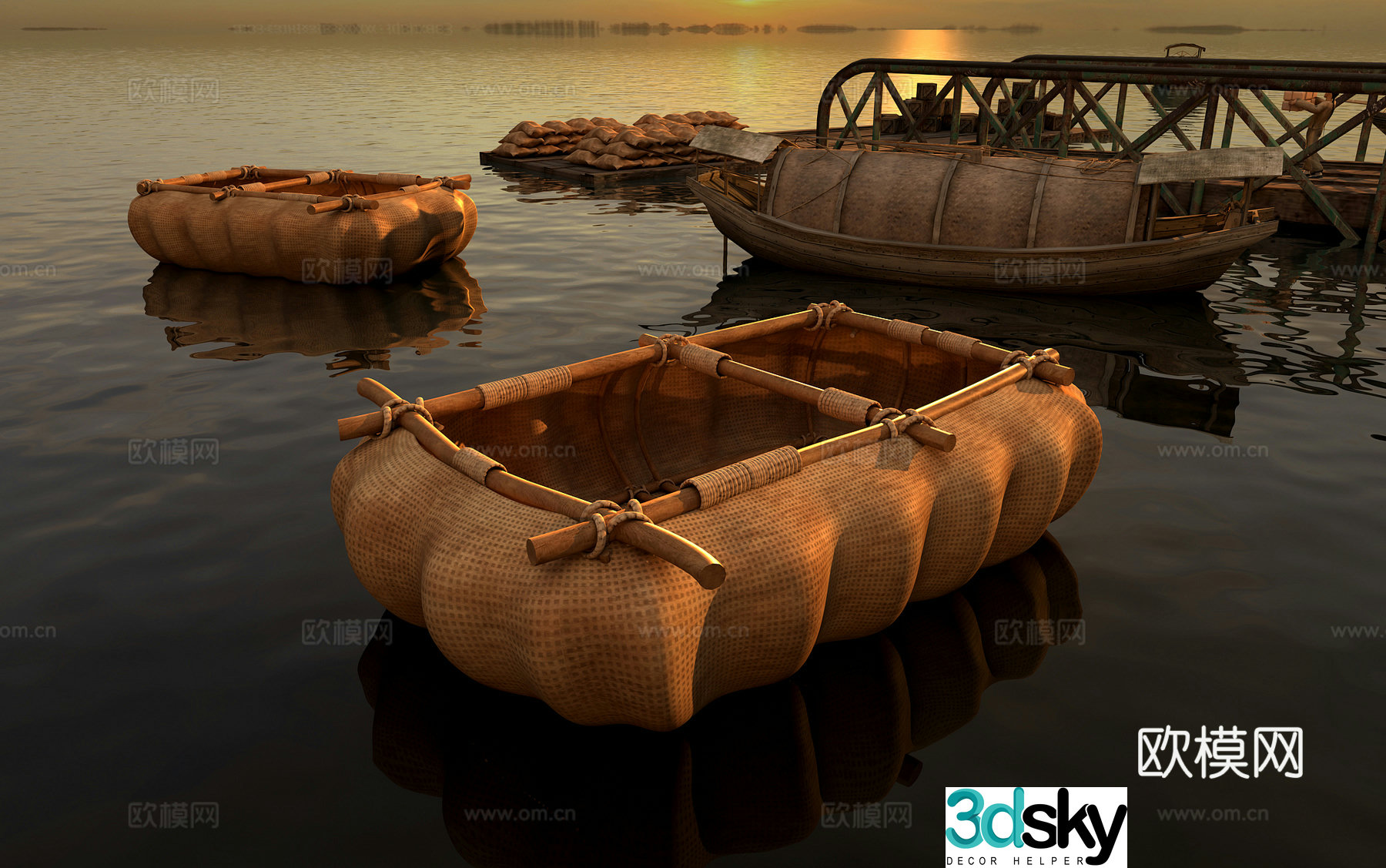 Cowhide boat dock 3d model