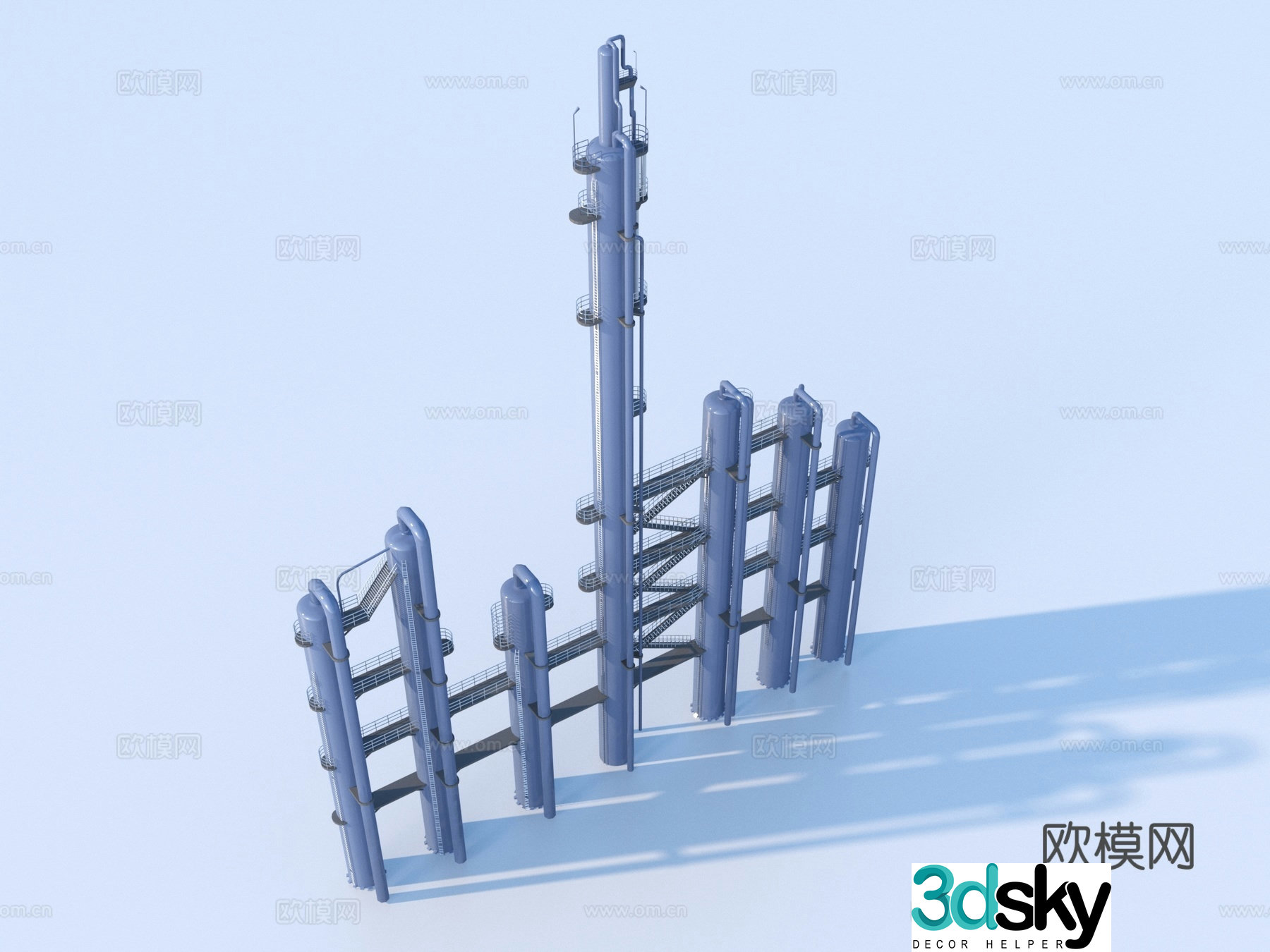 Industrial equipment factory oil pipe pipeline 3d model