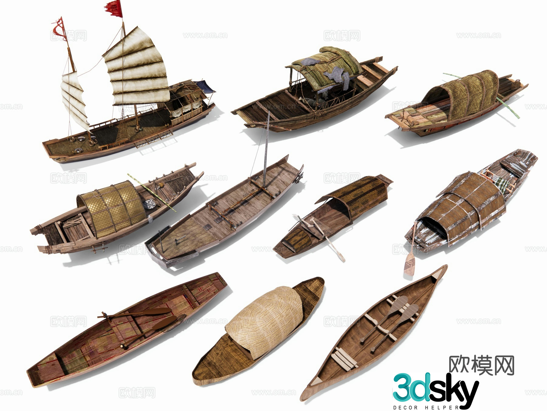 wooden boat, fishing boat, wooden boat, Chinese cruise ship, boat, sailing ship, antique ship, passenger ship, ship 3d model