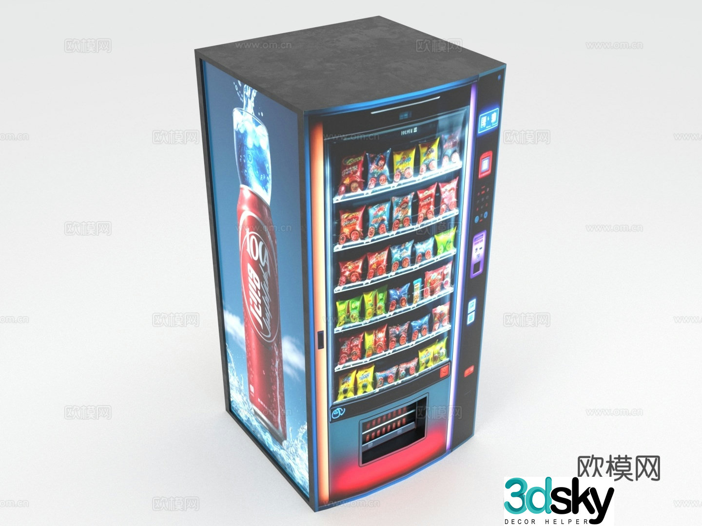 Vending machine, snacks and drinks, unmanned retail, product display 3D model