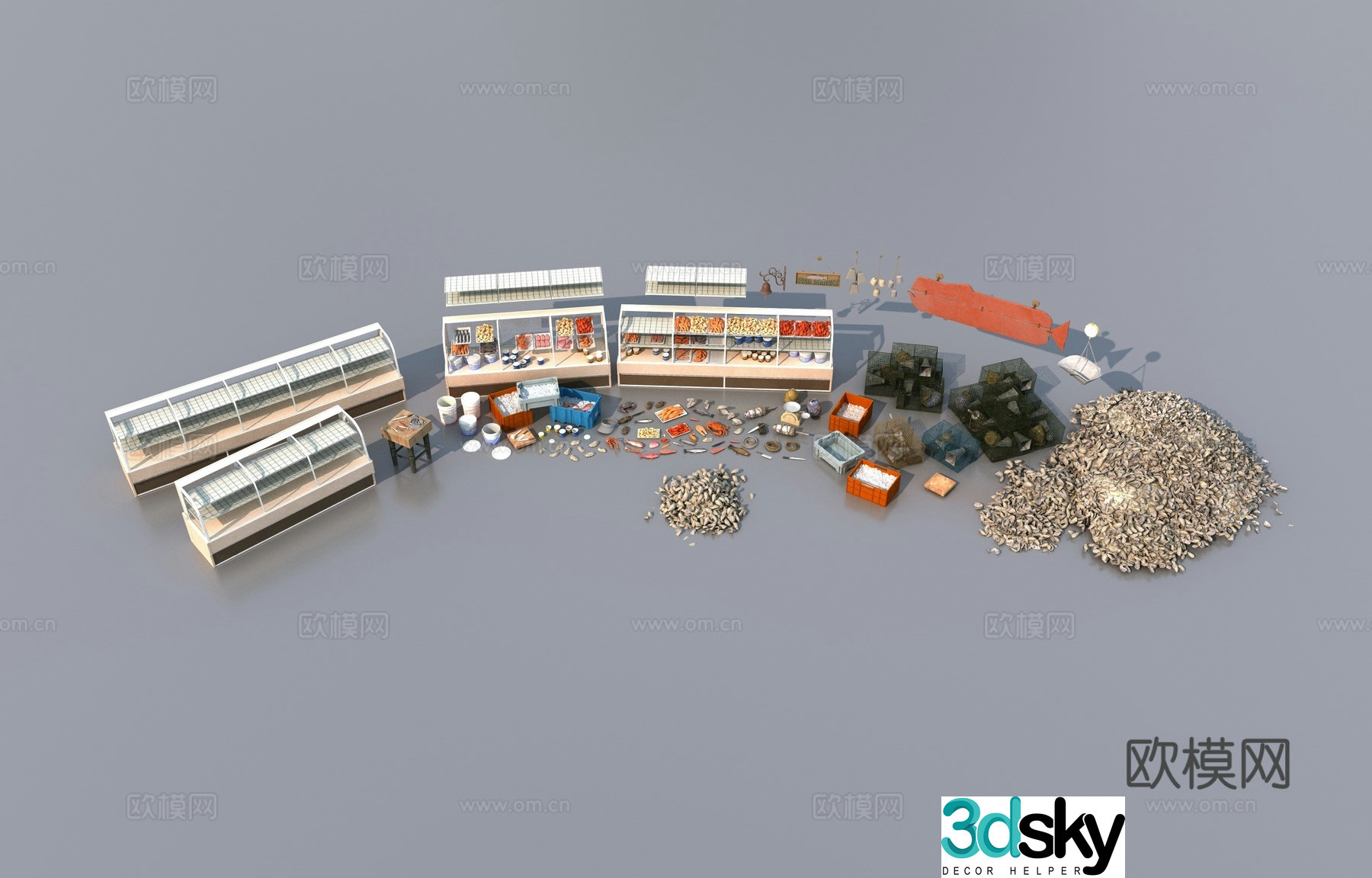 Supermarket shelf items 3d model