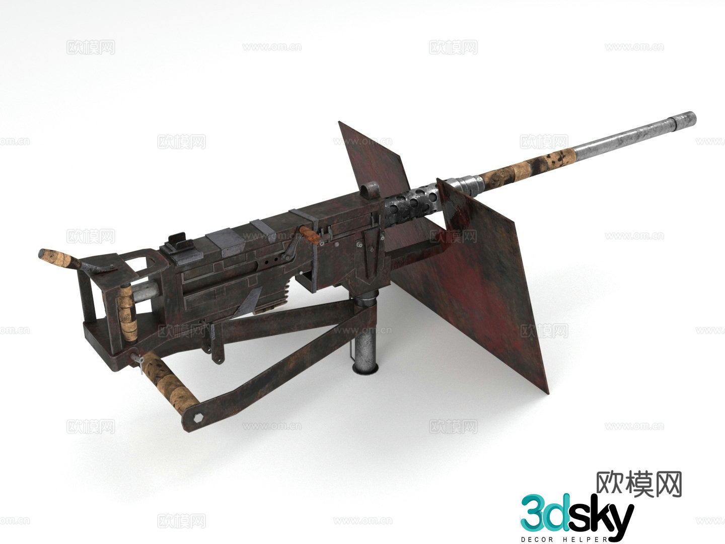 machine gun heavy weapon firearm weapon 3d model
