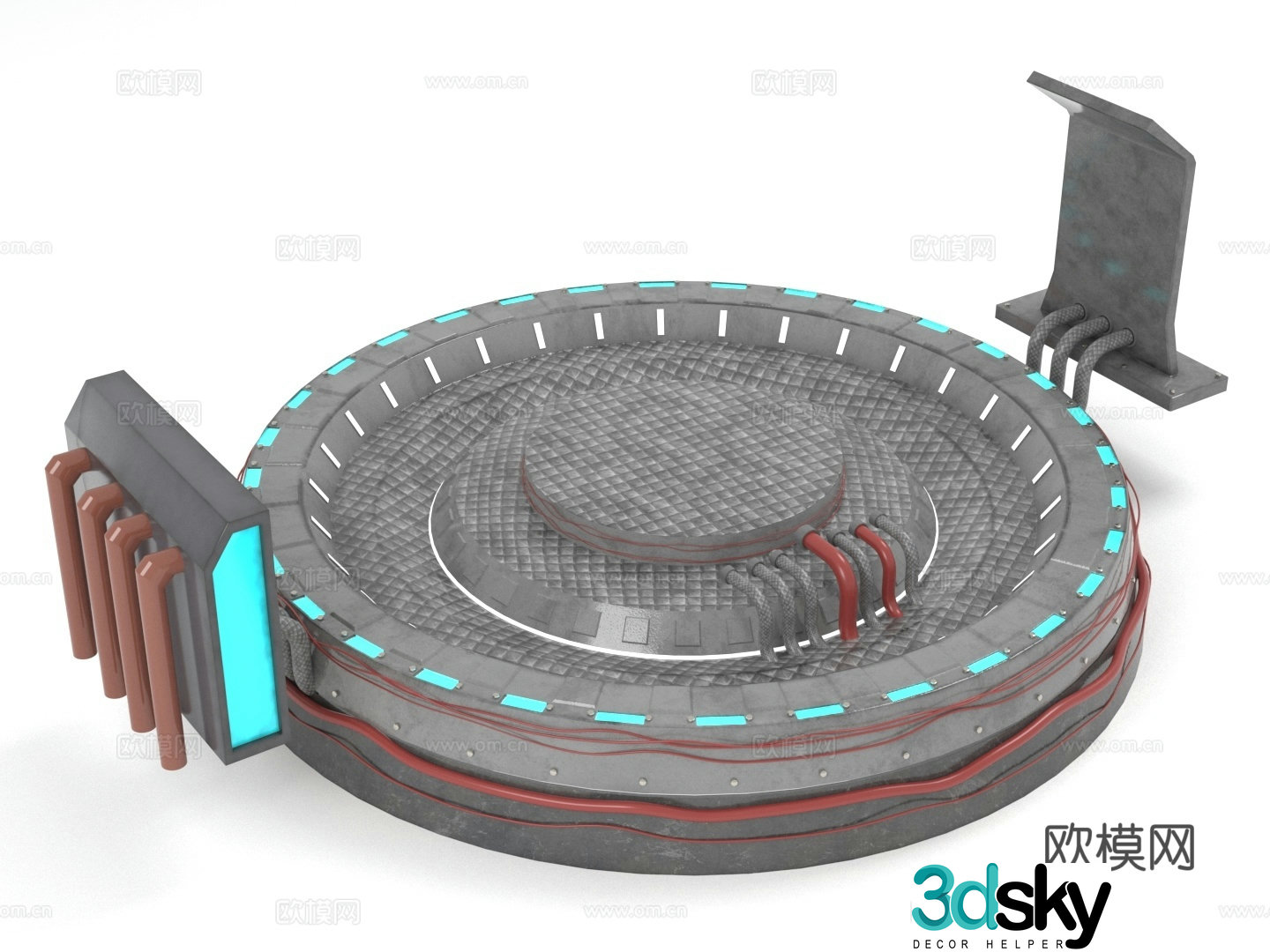 Transmission platform science fiction device future technology circular base 3d model