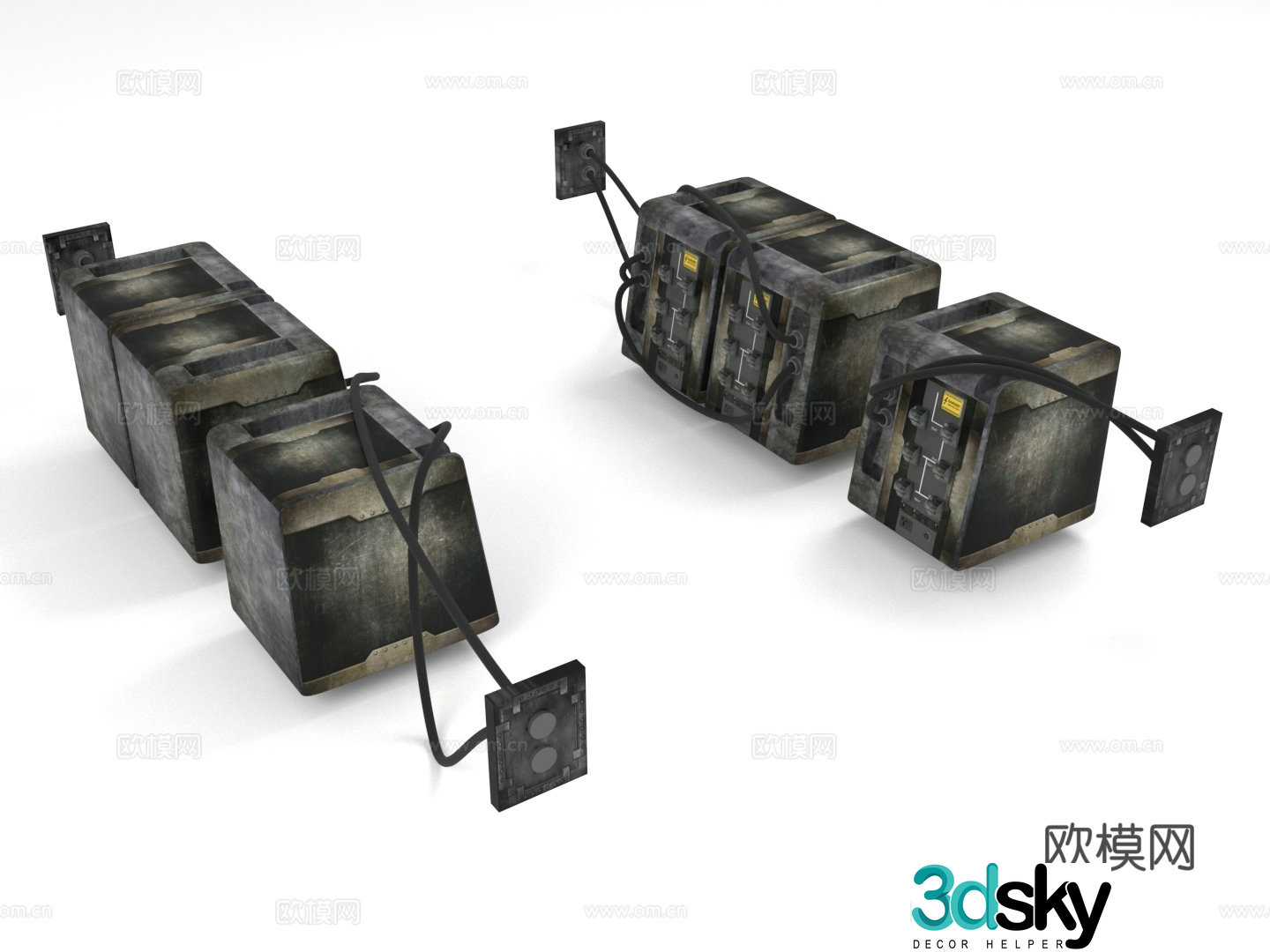 battery pack power module industrial equipment cable connection 3d model