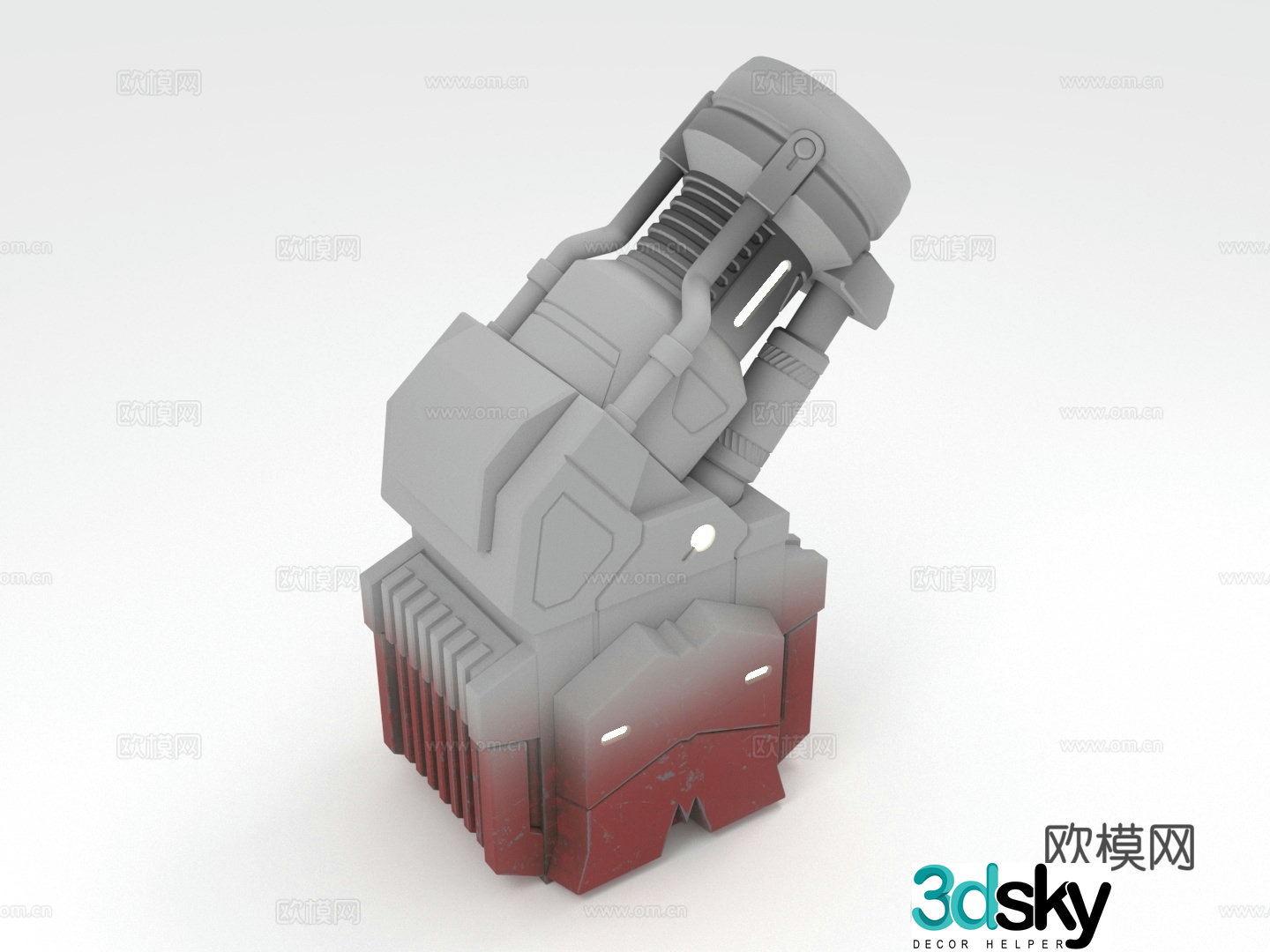 Mechanical device turret science fiction weapon heavy equipment launcher 3d model