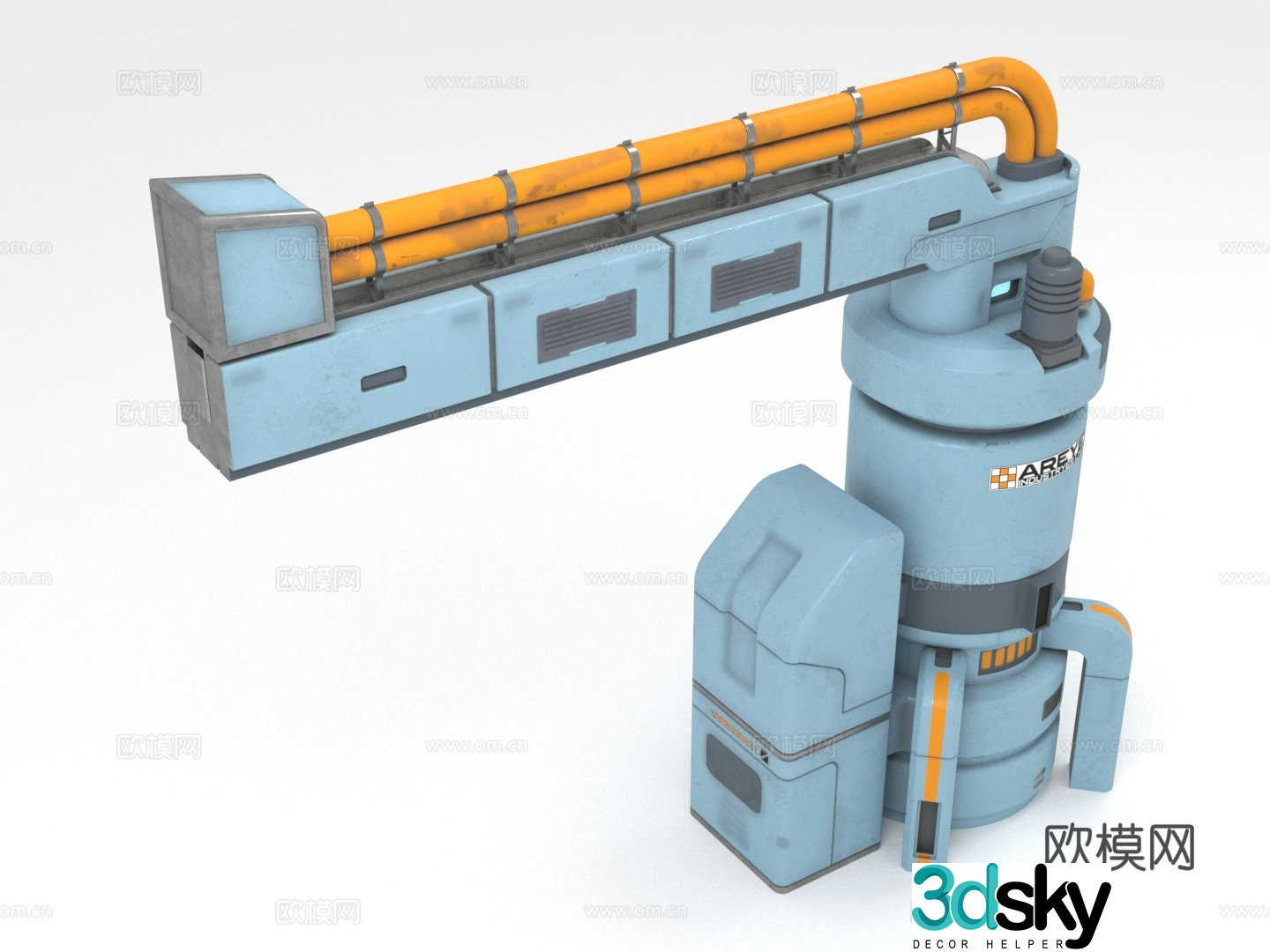 Industrial pipe, robotic arm, pipe support, industrial equipment, piping system 3d model