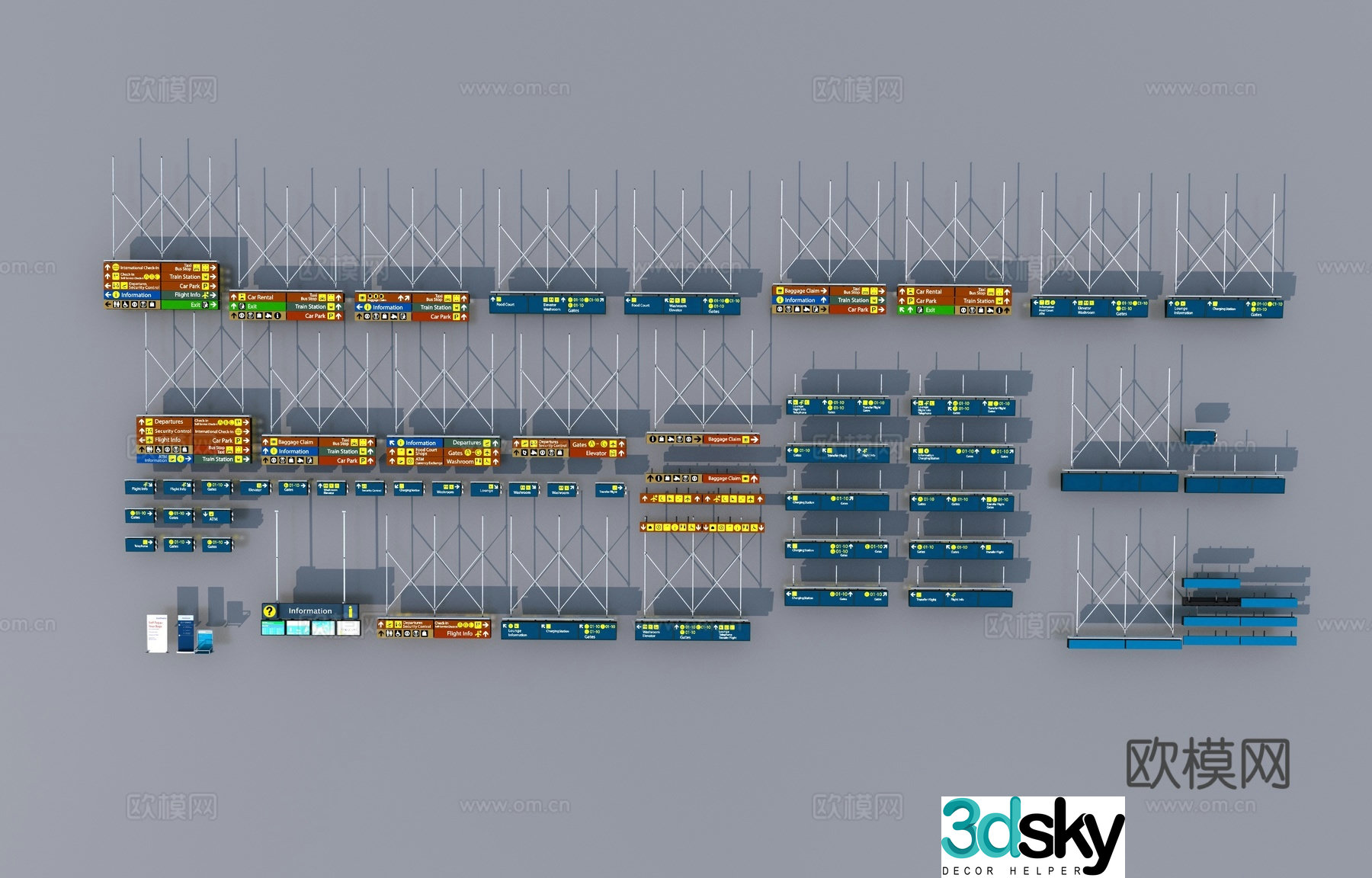 Airport identity signage 3d model
